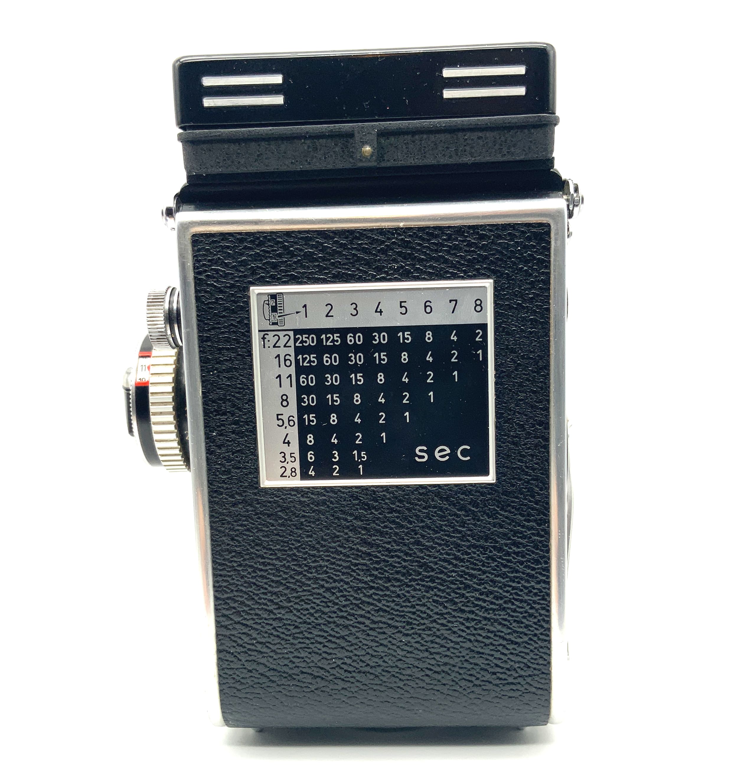 Rollei F&amp;H Rolleiflex 2.8F TLR with Planar 80mm 1:2.8 E2 white face twin-lens reflex lens