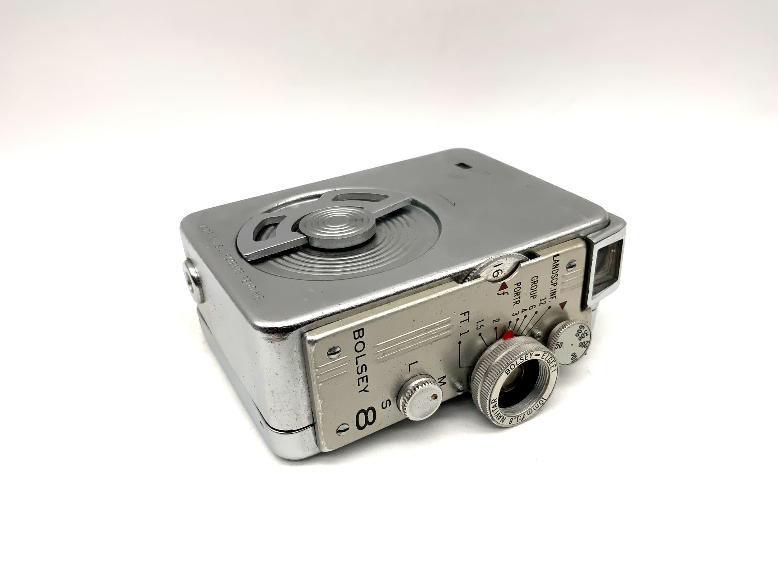 Bolsey 8 miniature camera with Navitar Bolsey-Elgeet 10mm 1:1.8 lens and case