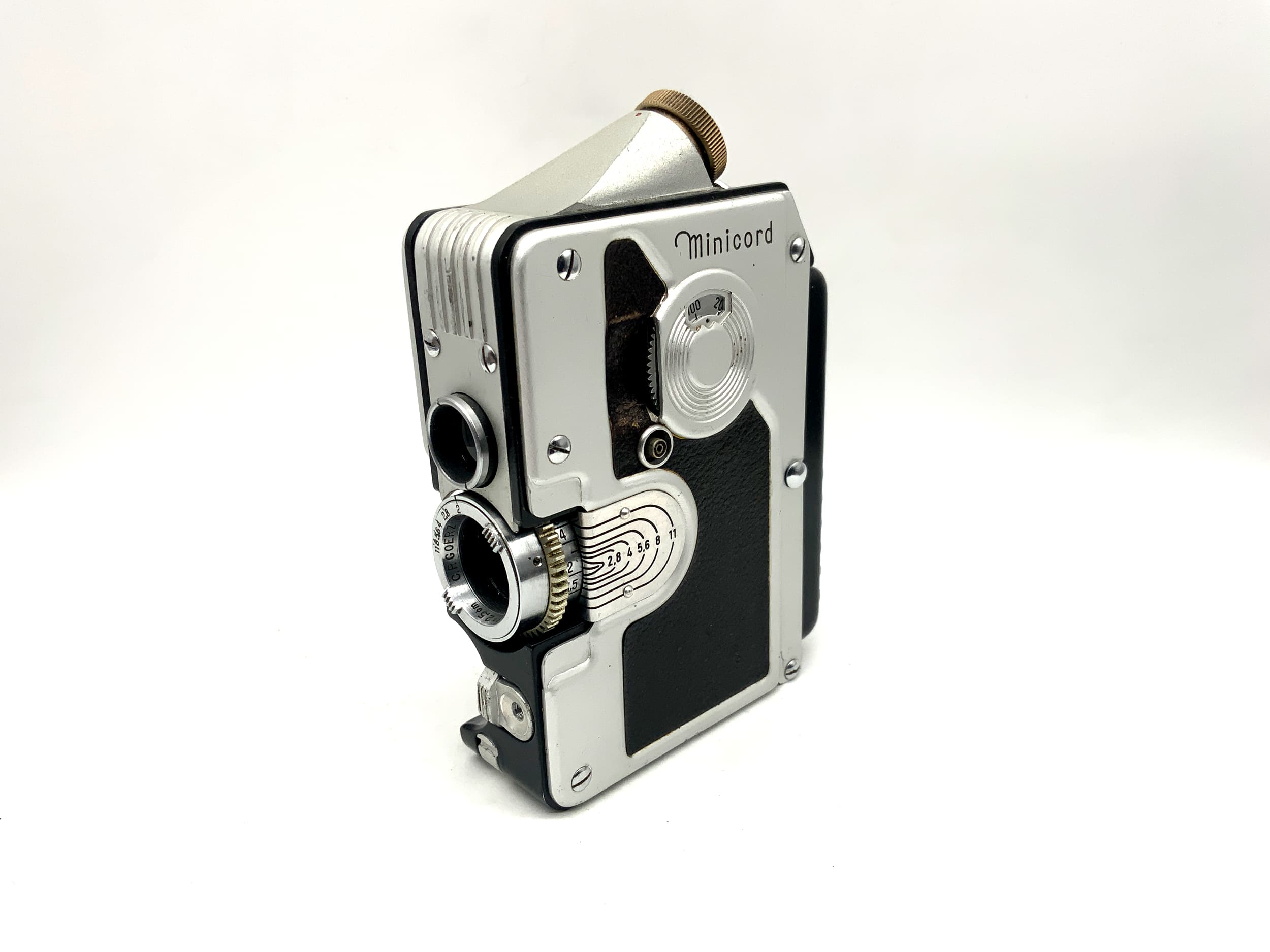 CP Goerz Wien Minicord 3 TLR avec objectif Helgor 25 mm f/2 et étui, reflex bi-objectif