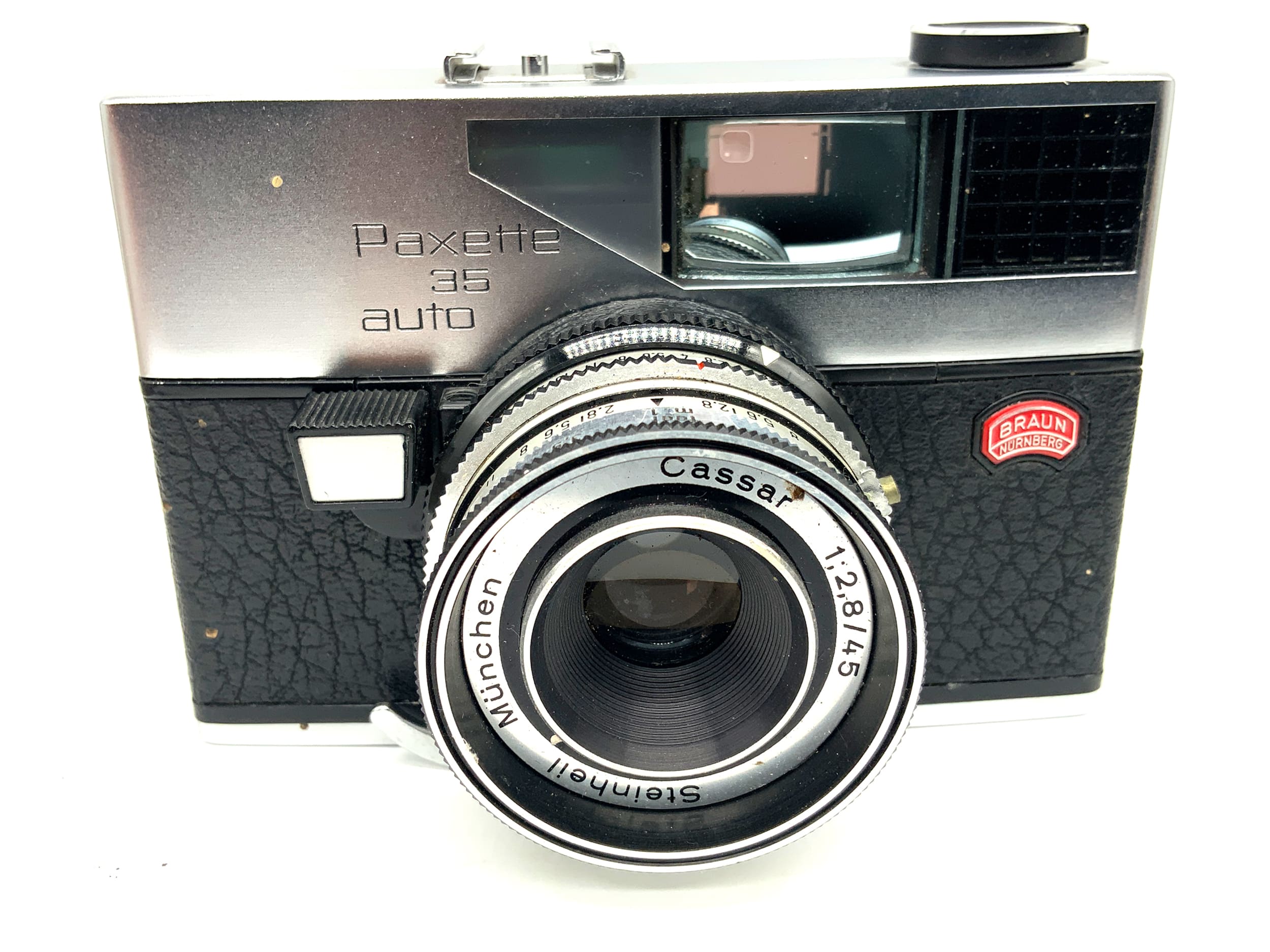 Braun Nürnberg Paxette 35 auto Sucherkamera Cassar 1:2.8/45 Prontor-Matic 125