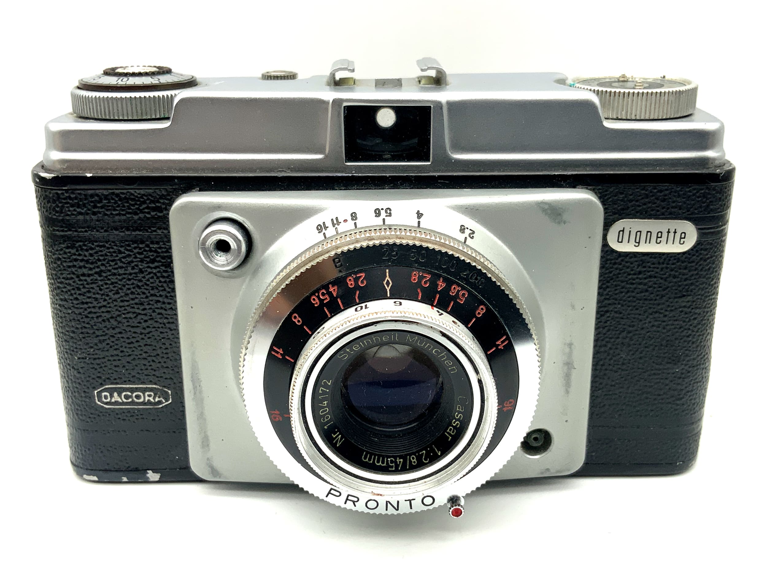 Appareil photo Dacora Dignette avec viseur et objectif Steinheil Cassar 1:2.8/45mm Prontor