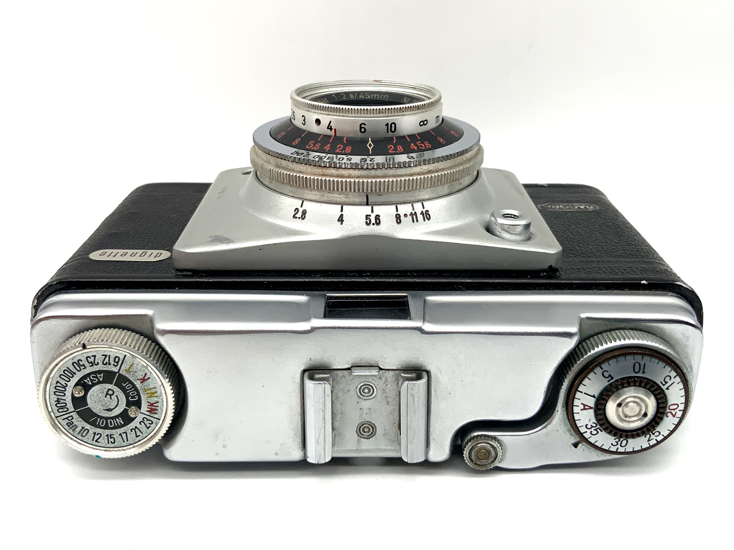 Appareil photo Dacora Dignette avec viseur et objectif Steinheil Cassar 1:2.8/45mm Prontor