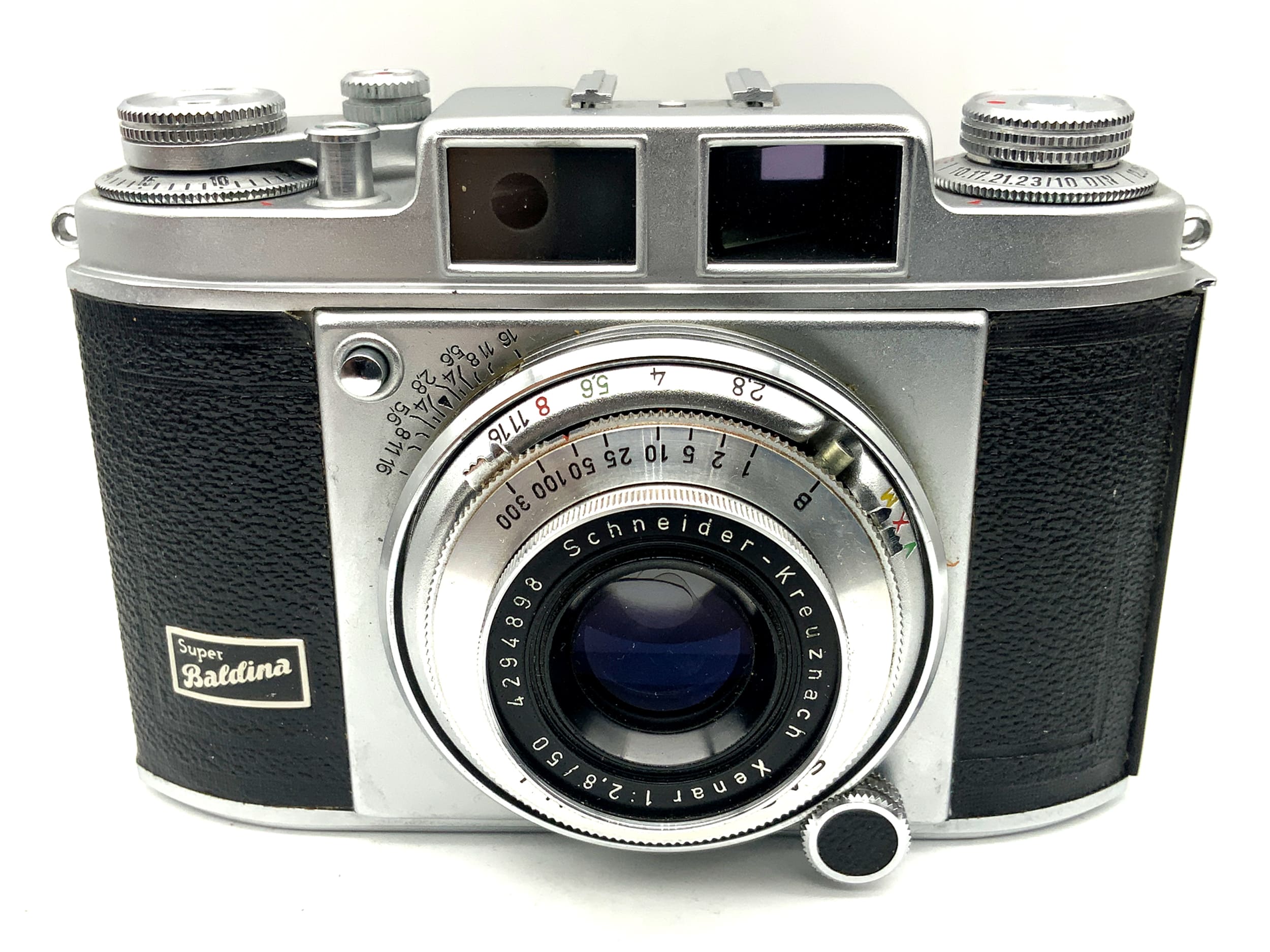 Balda Super Baldina viewfinder camera with Xenar 1:2.8/50 Prontor-SVS lens with spring tube