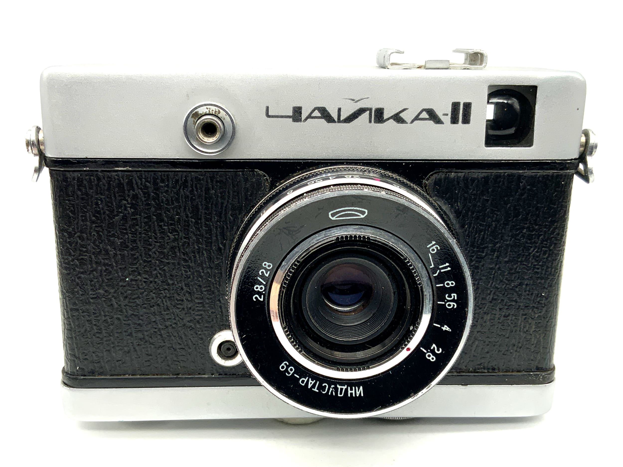 Chaika II viewfinder camera, Industar-69 2.8/28, Möwe II half-frame camera