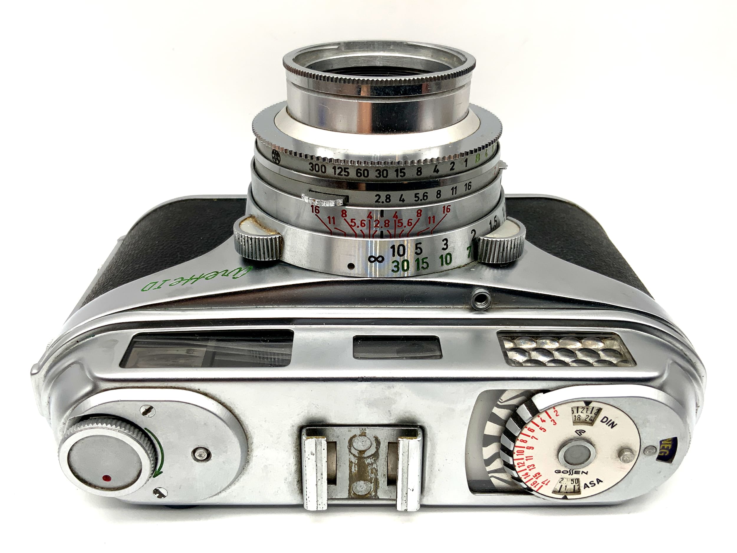 Appareil photo AkA Arette ID avec viseur et objectif Isconar 1:2.8/50 Prontor-SVS ! Cellule de pose défectueuse !