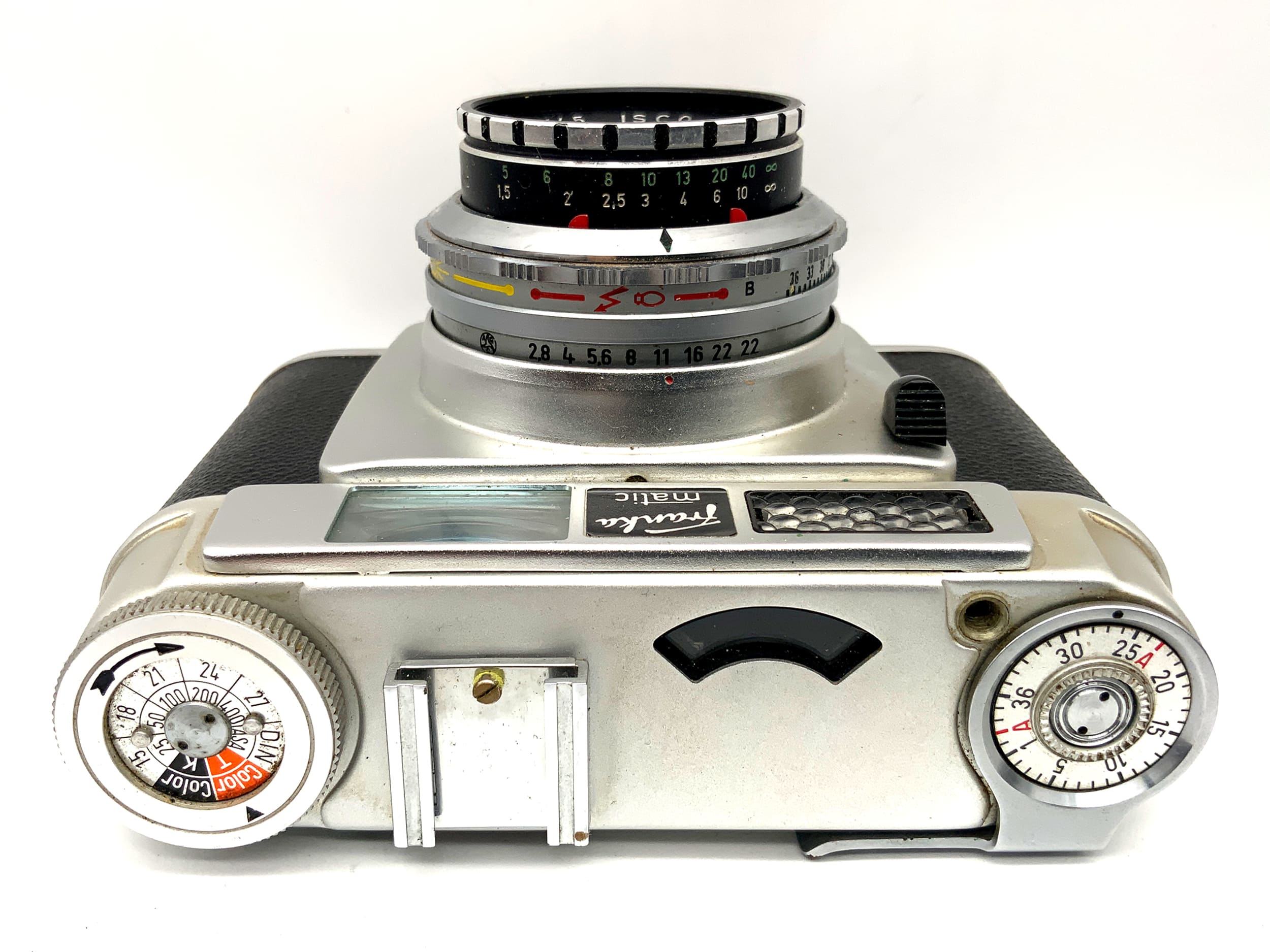 Franka matic viewfinder camera with Color-Isconar 1:2.8/45 Prontormat lens! Light meter defective!