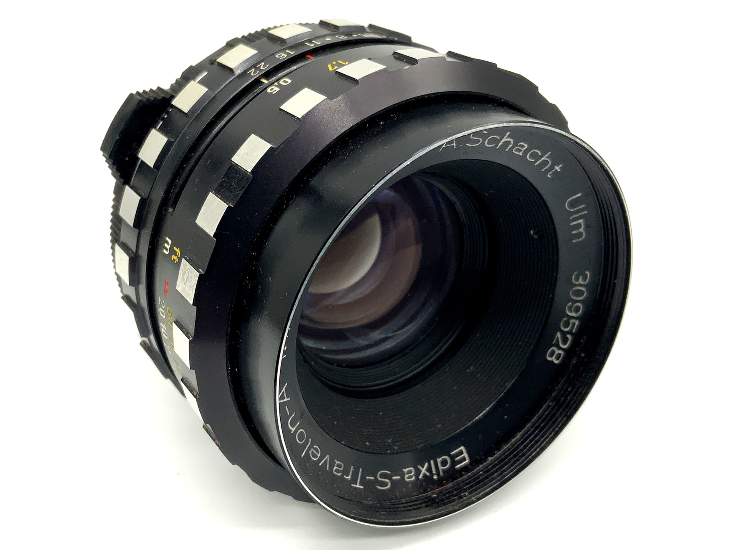 A. Schacht Ulm Edixa-S-Travelon-A 50mm 1:1.8 Festbrennweite (M42) Text lesen!