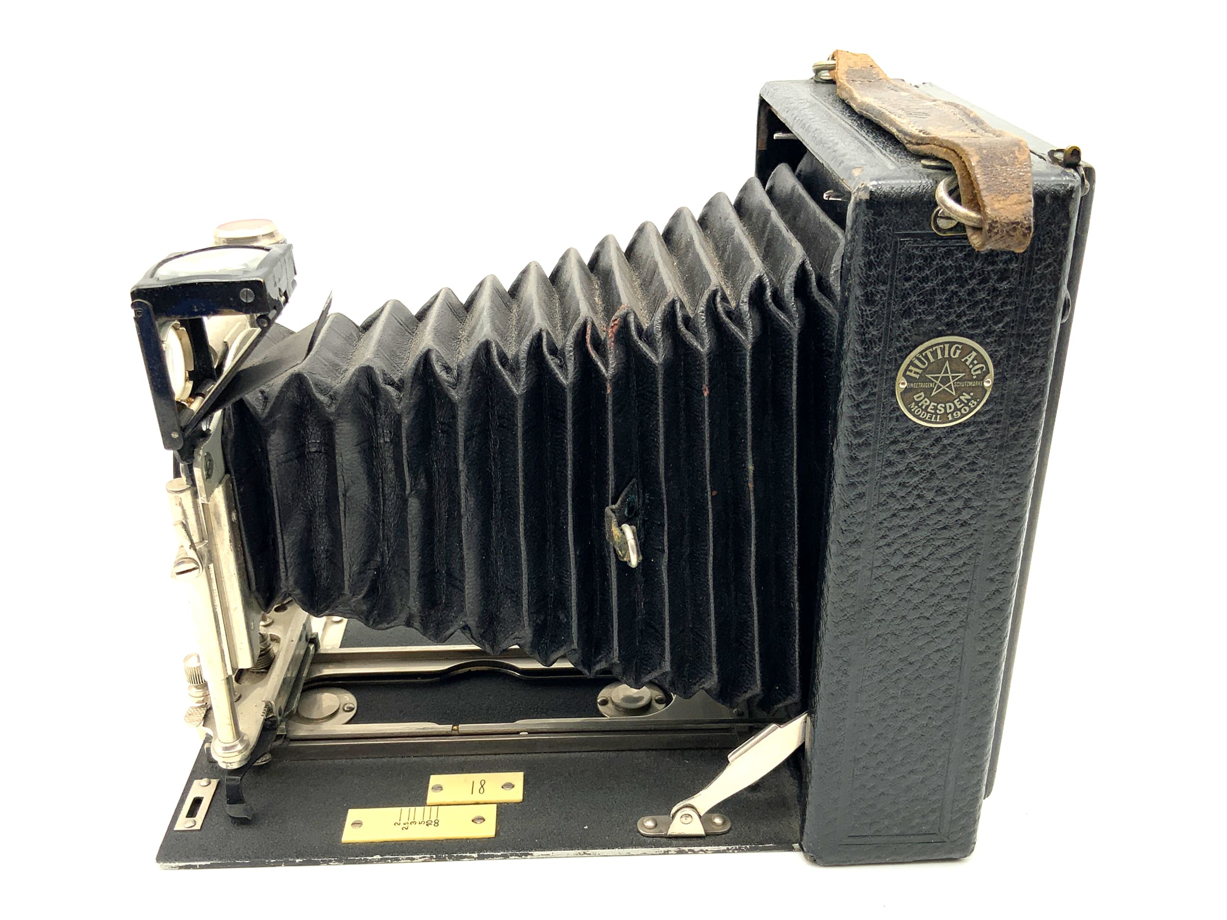 Appareil photo à plaques Hüttig Toska modèle 1908 avec objectif Aplanat Helios 1:8/125mm 0