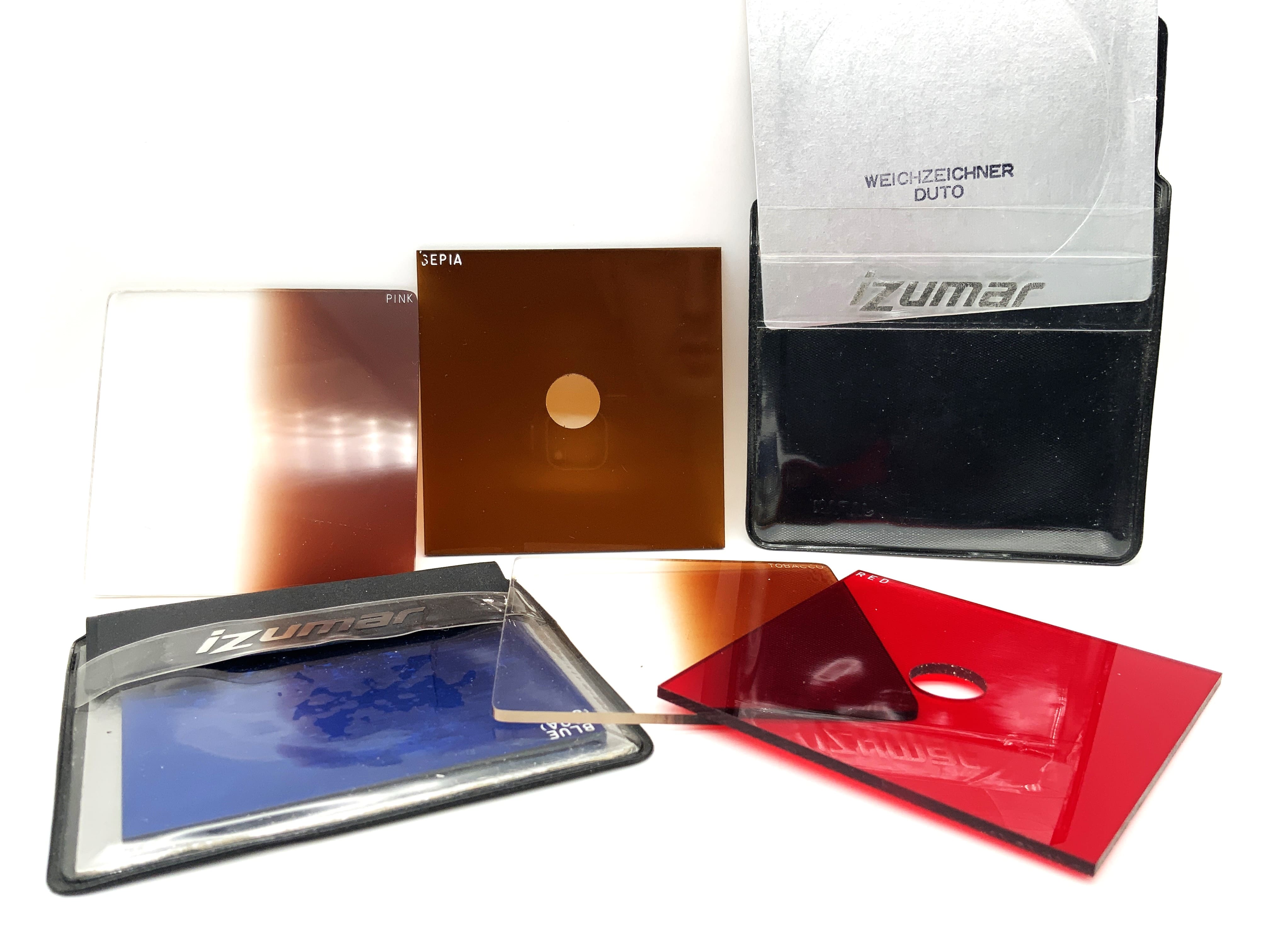 Izumar Filter Set:Pink,Blue(80A),Sepia,Tobacco,Red 67x67mm Rectangular