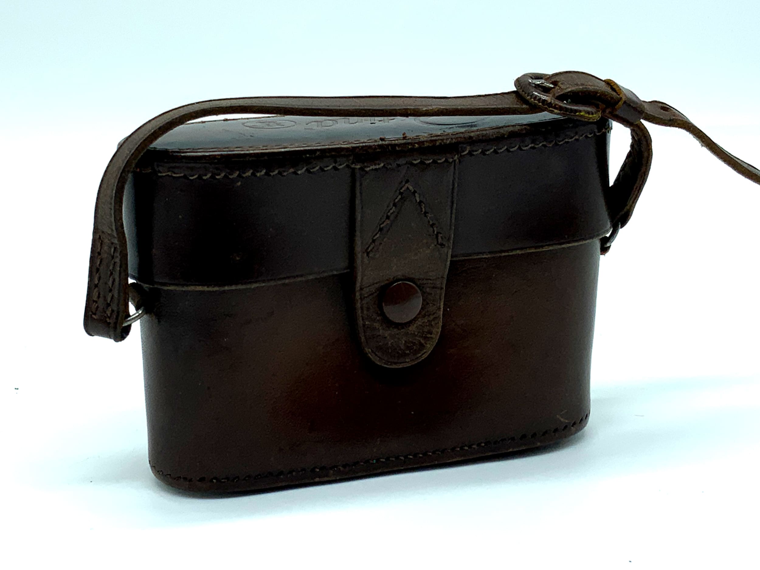 Étui en cuir marron pour appareil photo Kodak Retina IIa Ready.
