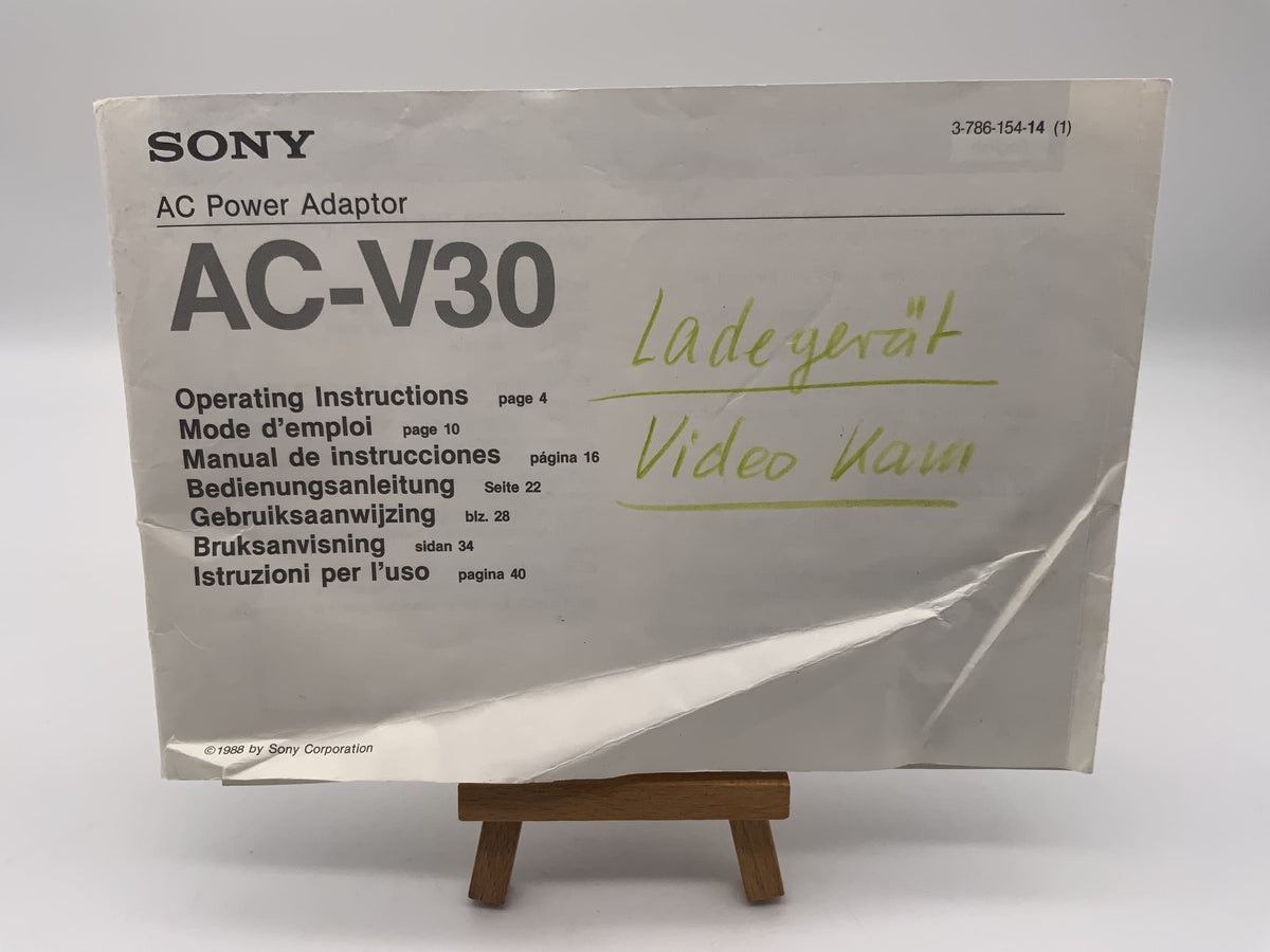 Manuel d'utilisation de l'adaptateur secteur Sony AC-V30