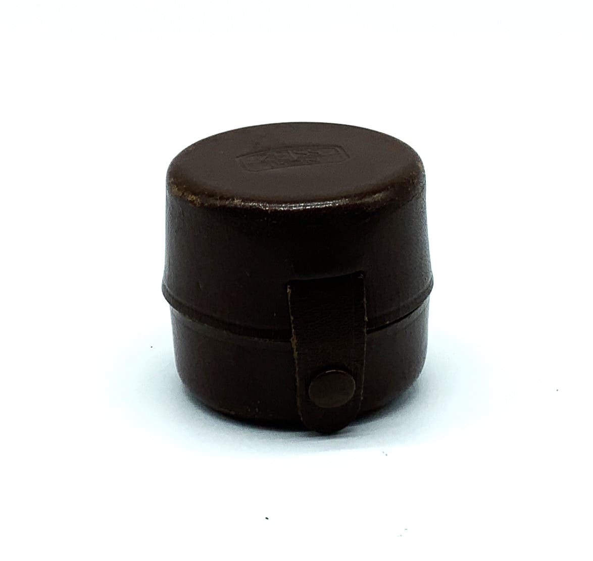 Étui en cuir marron pour objectif Zeiss Ikon 742, avec pochette pour accessoires et étui à objectif.