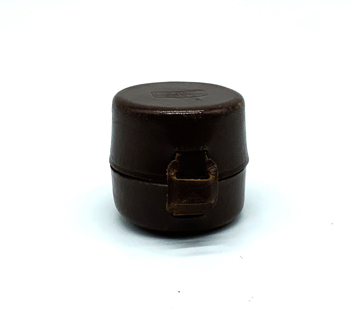 Étui en cuir marron pour objectif Zeiss Ikon 742, avec pochette pour accessoires et étui à objectif.