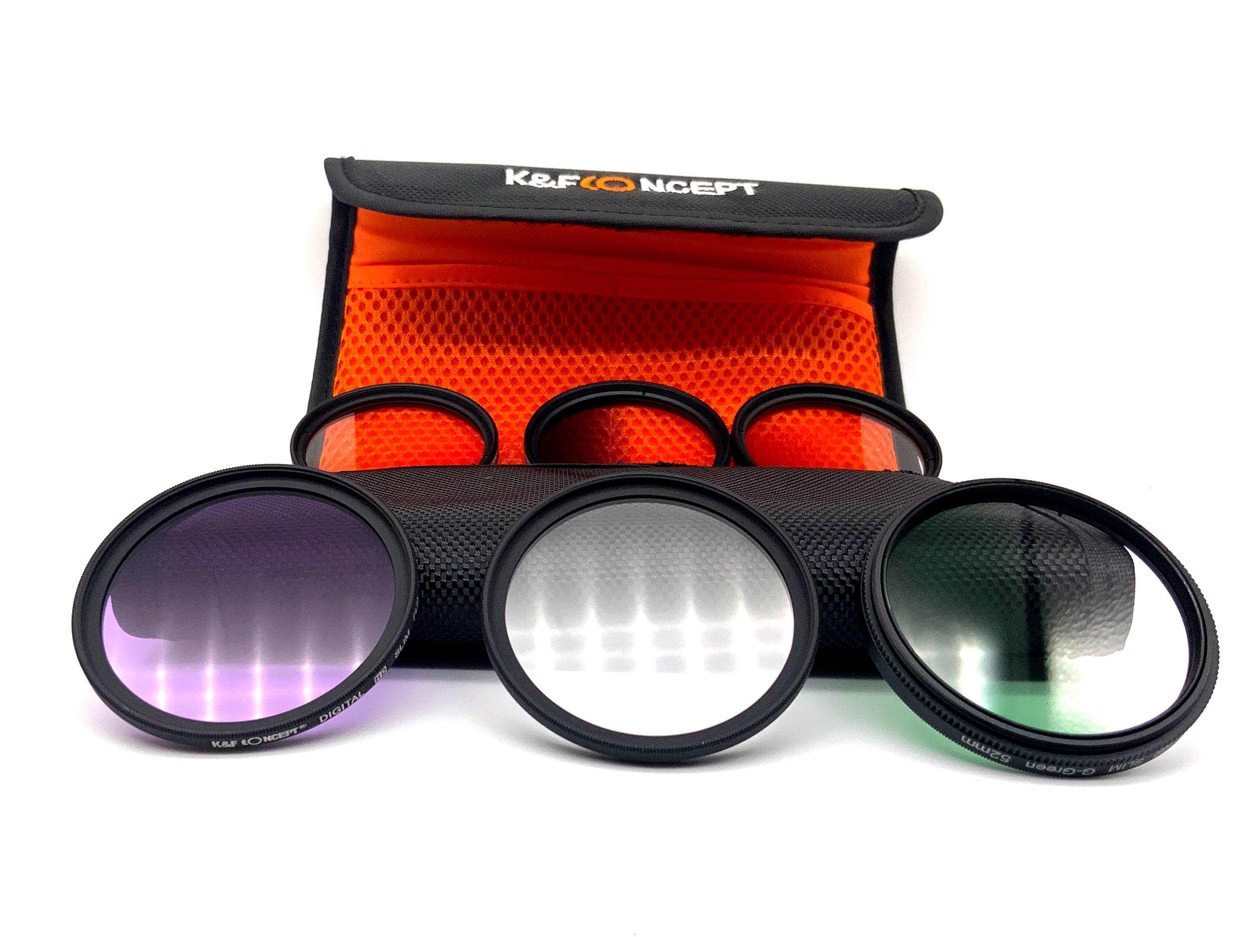 K&F Concept 6er Filterset UV, FLD, Verlaufsfilter G-Orange/Brown/Blue/Green 52mm