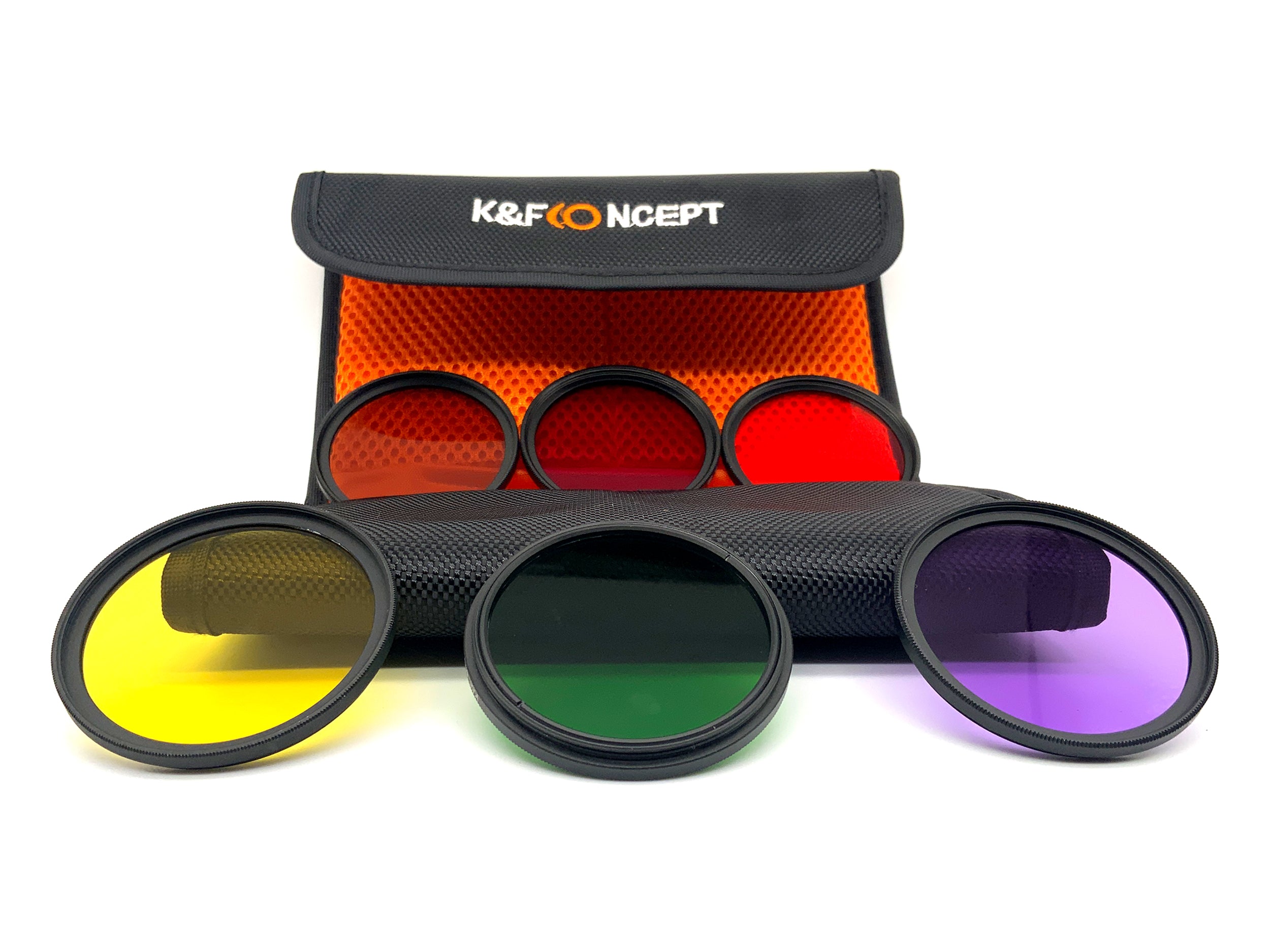 K&F Concept 6er Filterset Farbfilter Red/Pink/Purple/Brown/Green/Yello+Case 52mm
