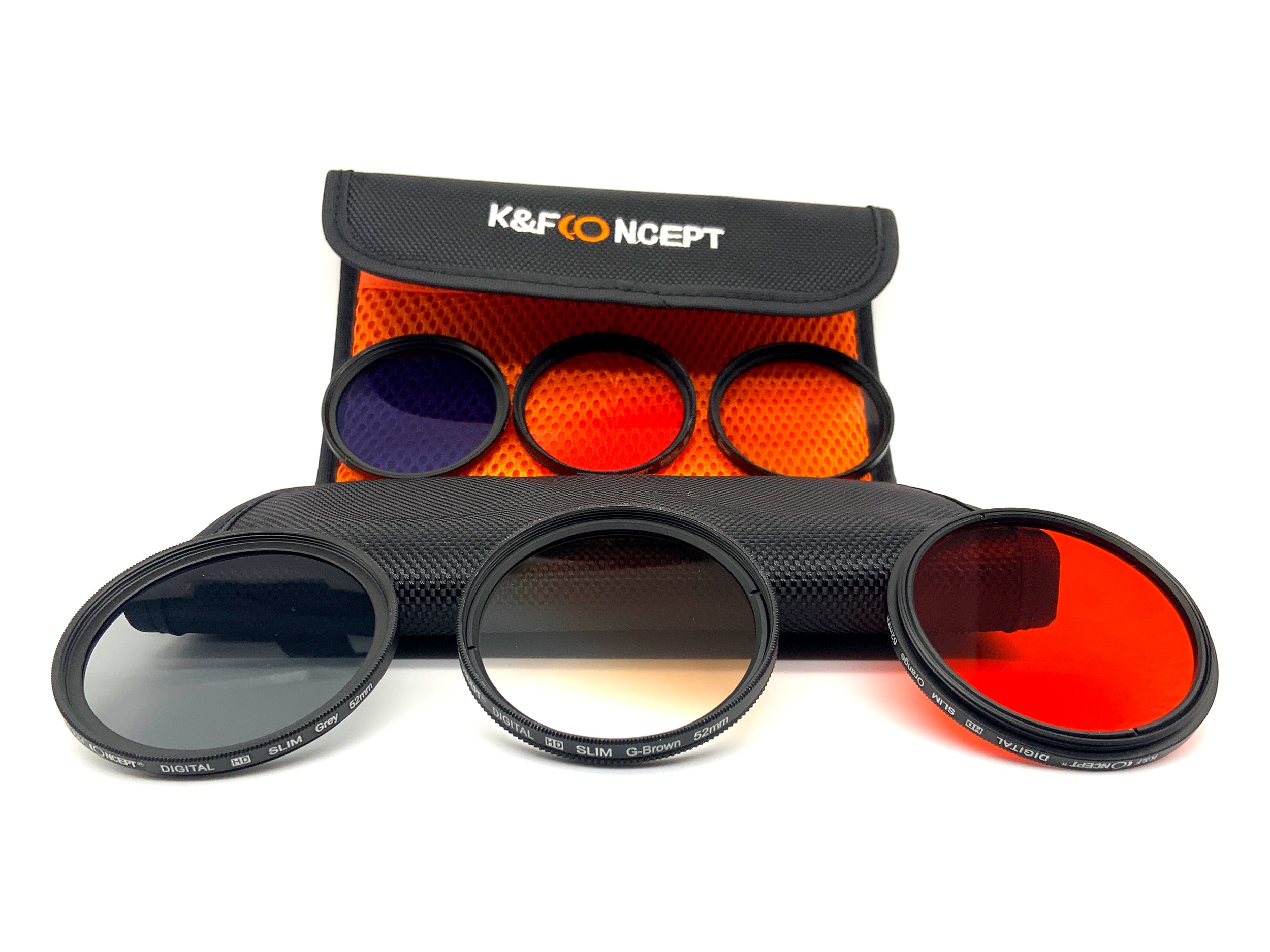 K&F Concept 6er Filterset Farbfilter Orange/Blue/Grey, G-Pink/Brown/Yellow 52mm