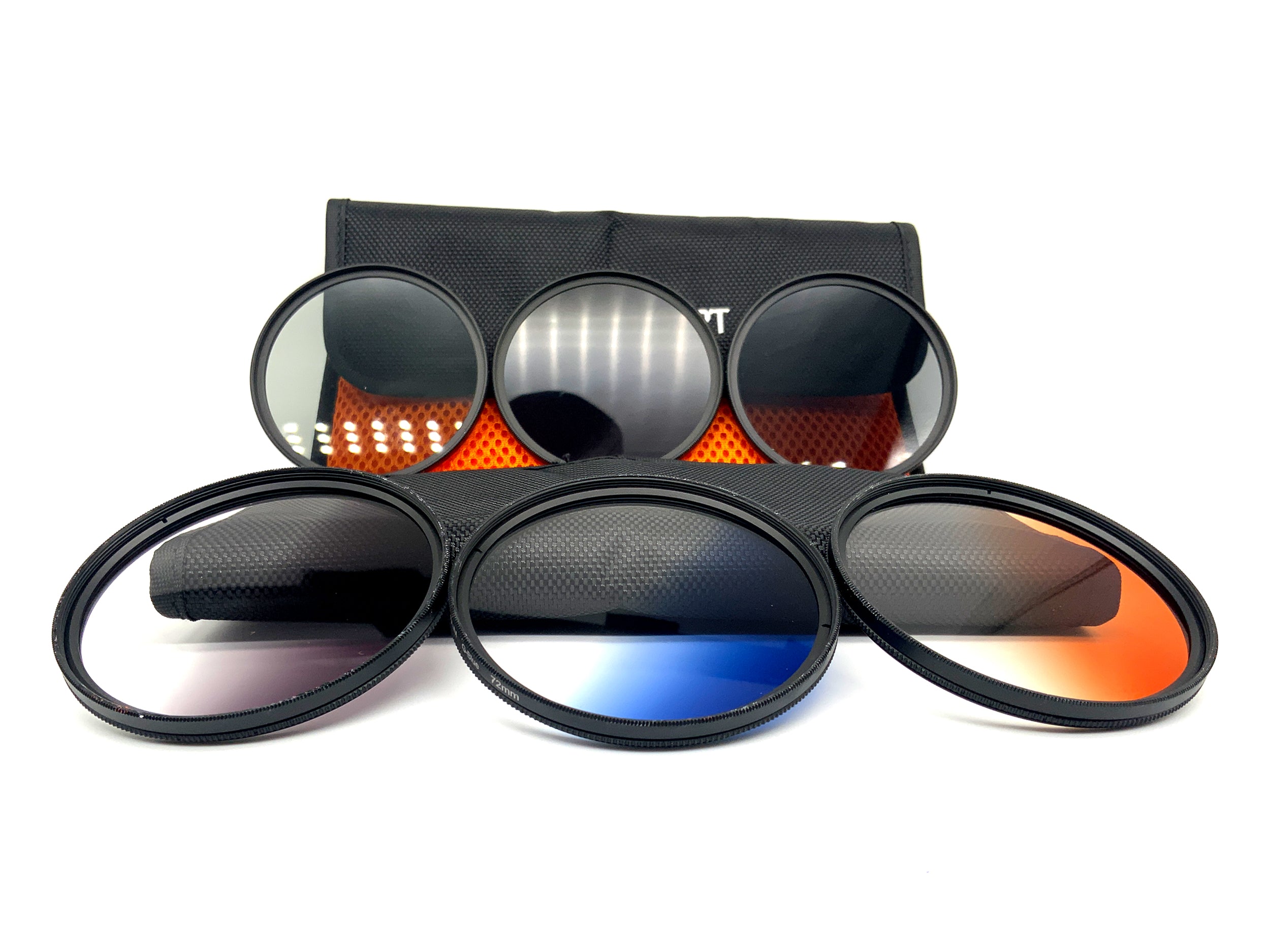 K&F Concept 6er Filterset ND2/4/8, Verlaufsfilter Orange/Blue/Grey + Case 72mm