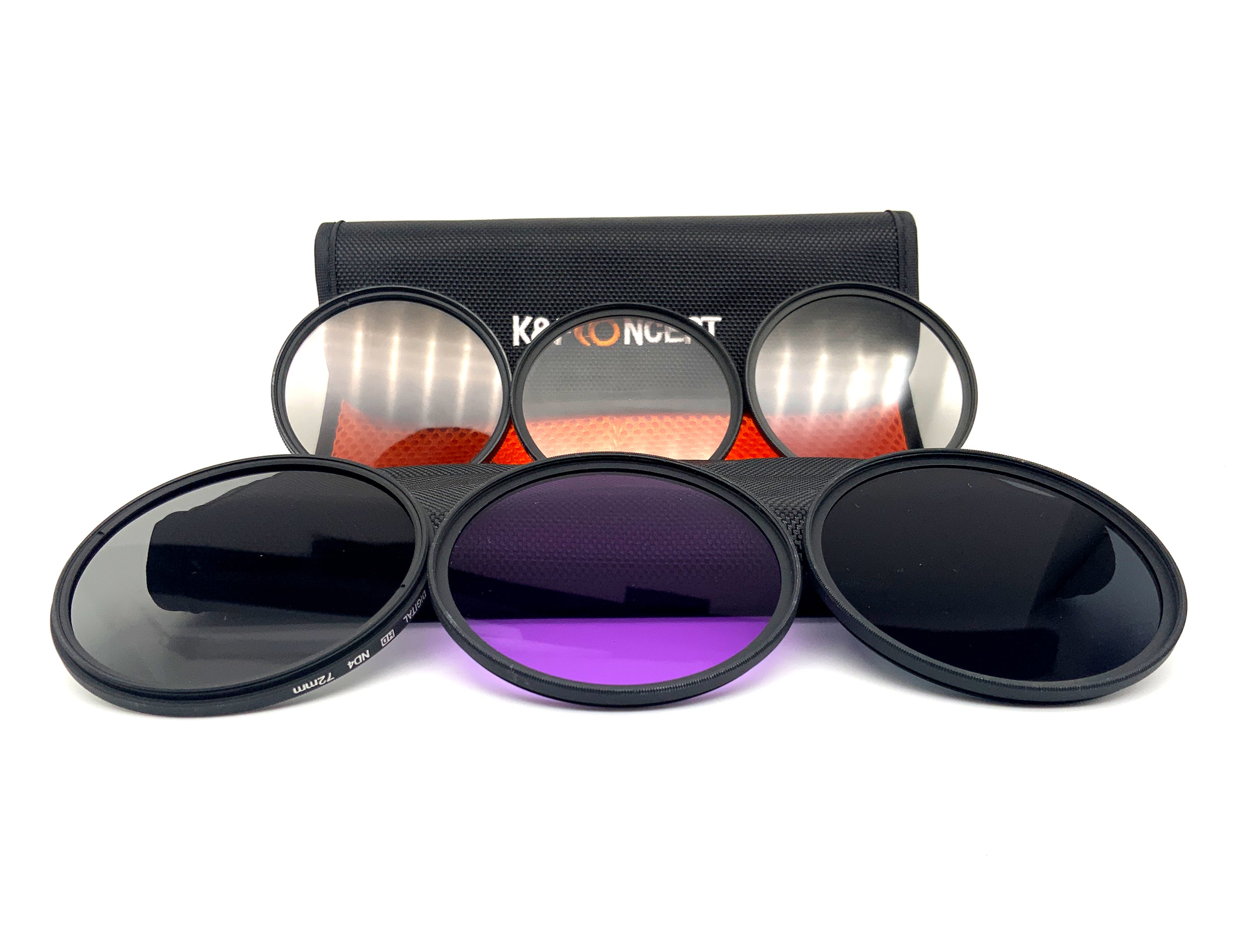 K&F Concept 6er Filterset Digital HD Slim UV, CPL, FLD, ND2/4/8 + Case 72mm