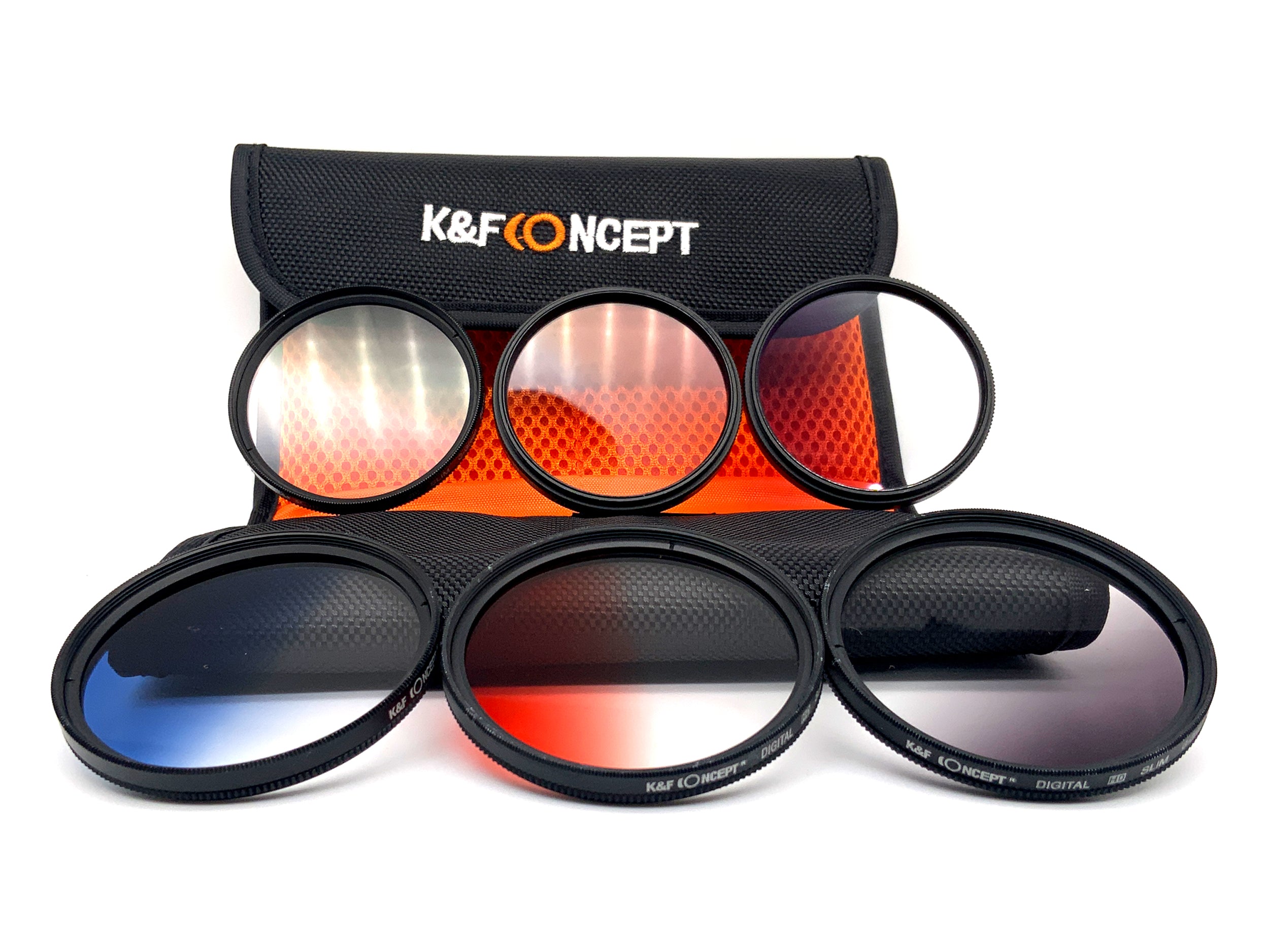 K&F Concept Verlaufsfilter 6er Set Orange/Red/Blue/Green/Purple/Grey + Case 58mm