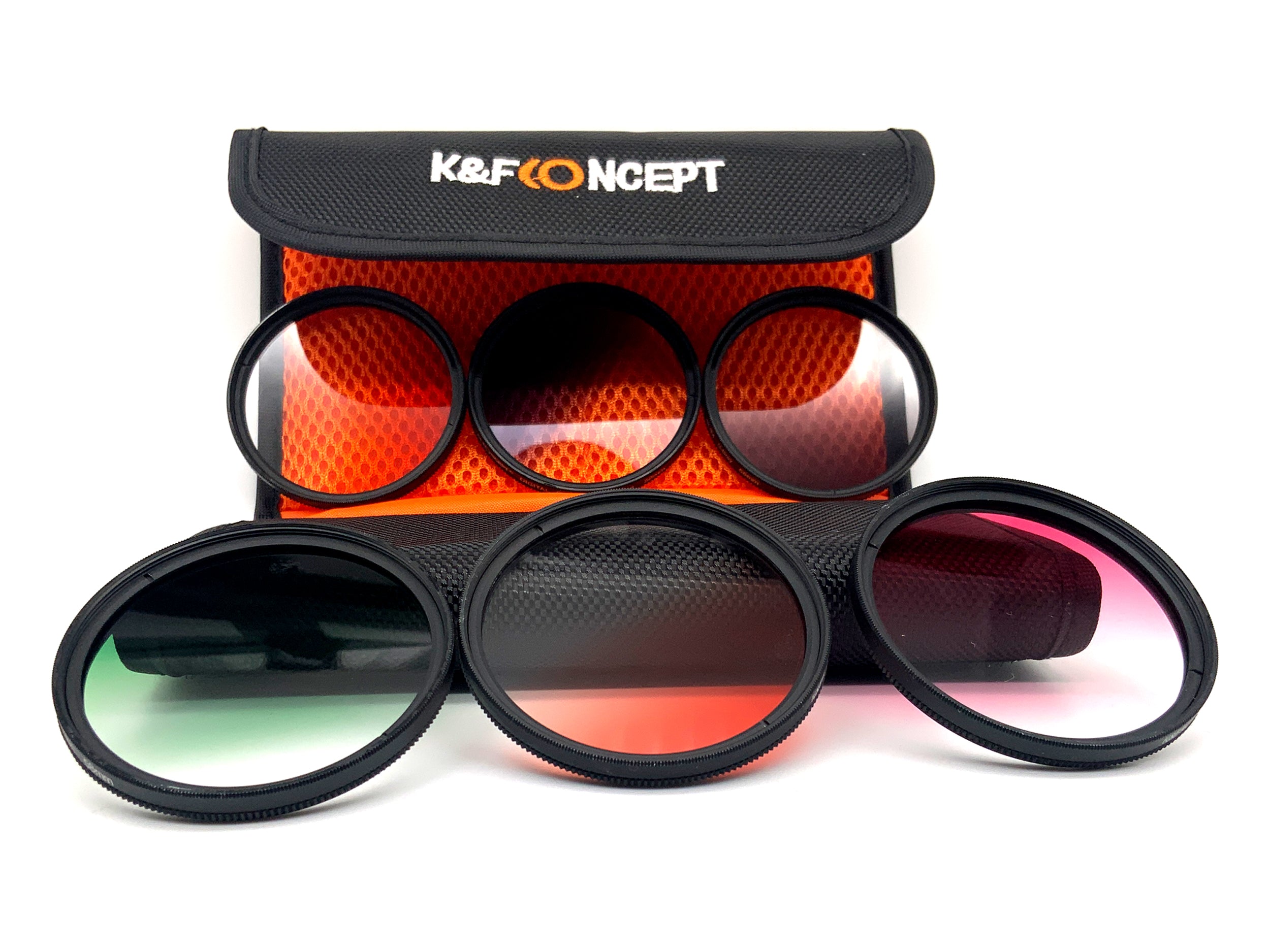 K&F Concept Verlaufsfilter 6er Set G-Orange/Red/Blue/Pink/Grey/Green + Case 58mm