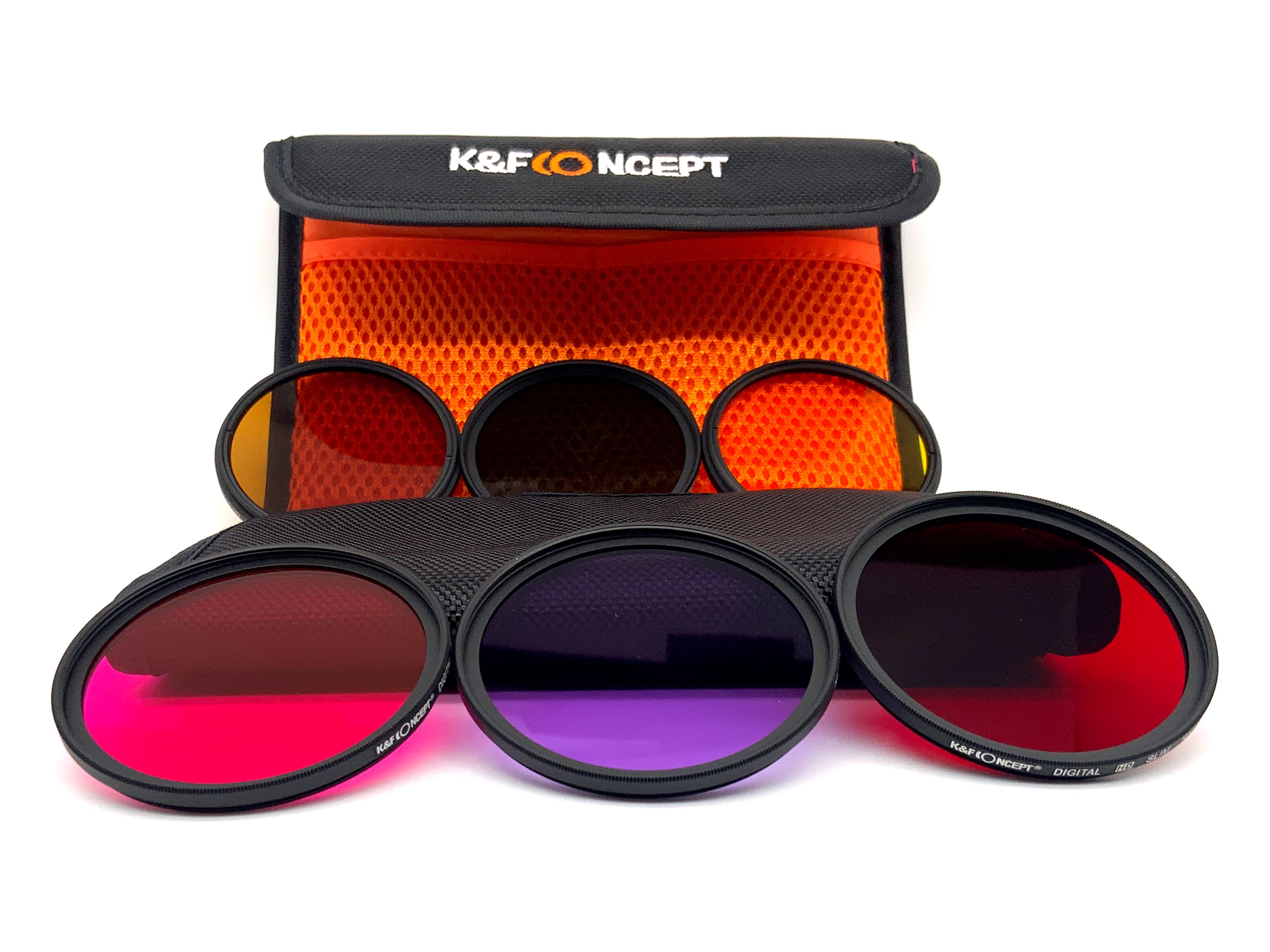 K&F Concept Farbfilter 6er Set Red/Pink/Purple/Brown/Green/Yello + Case 58mm