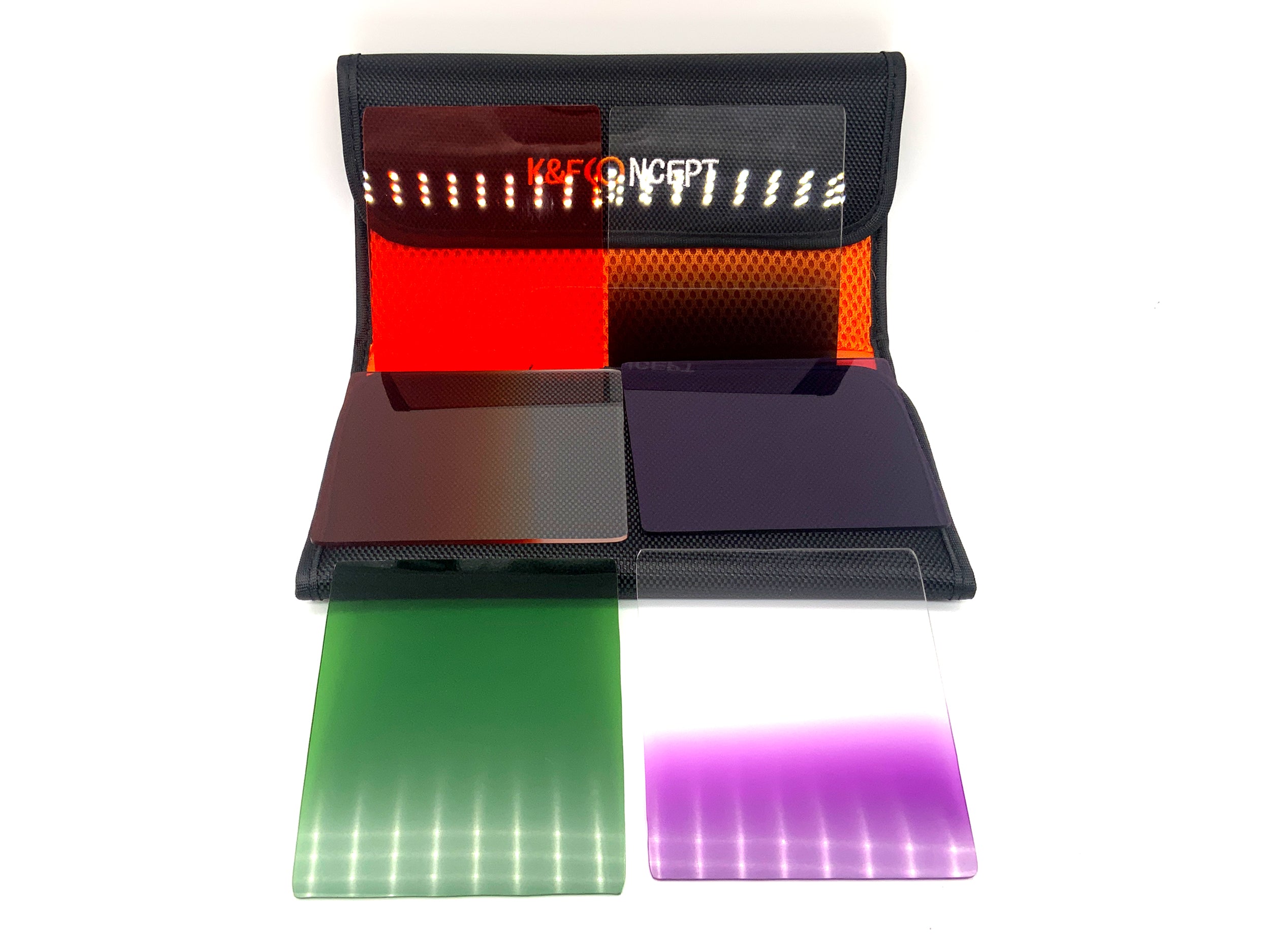 K&F Concept 6er Set Farb-und Verlaufsfilter Orange/Green/Purple+Case 85X95mm