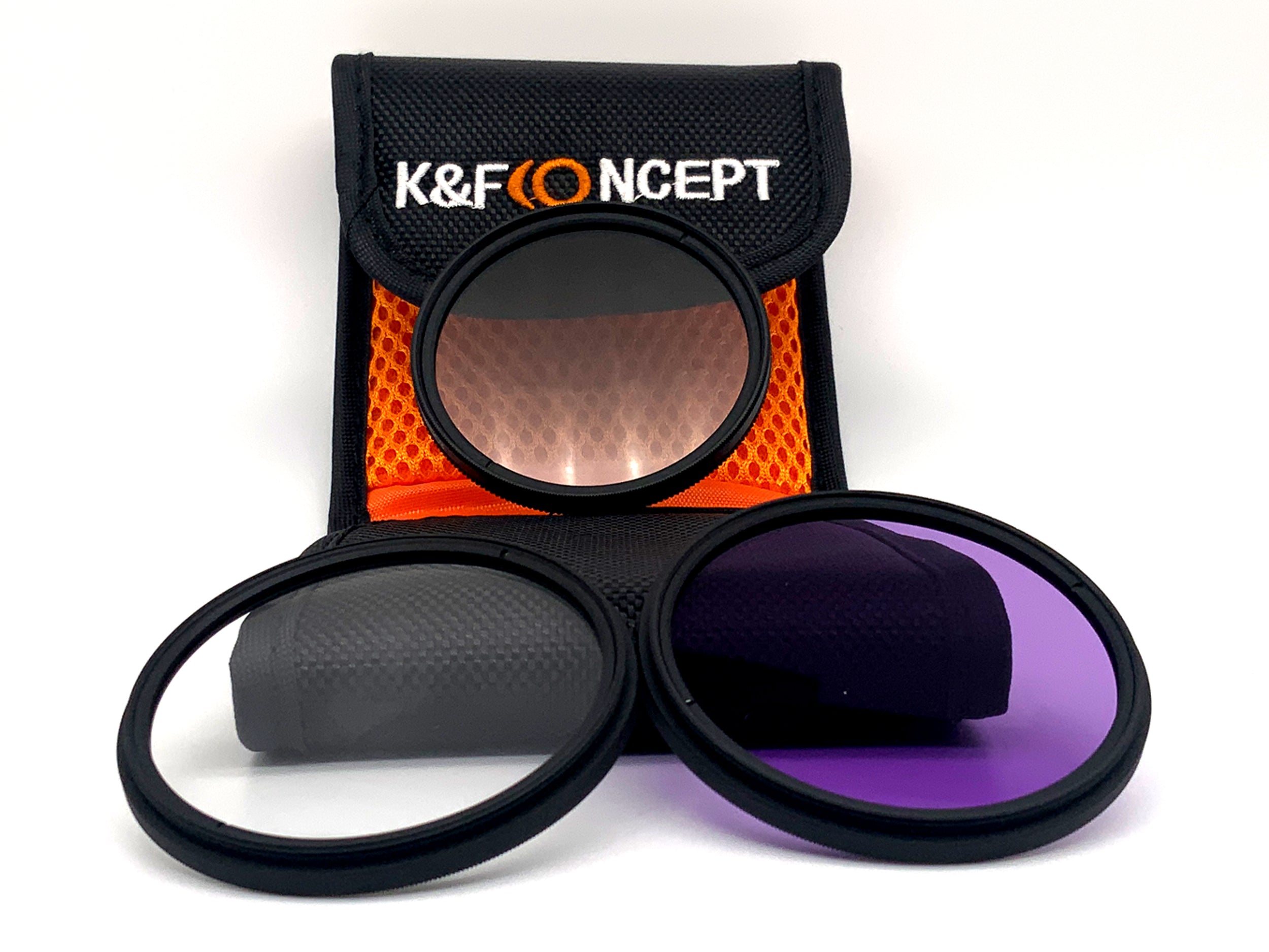 K&F Concept 3er Filterset Digital HD Slim UV/CPL/FLD + Case Filter 58mm