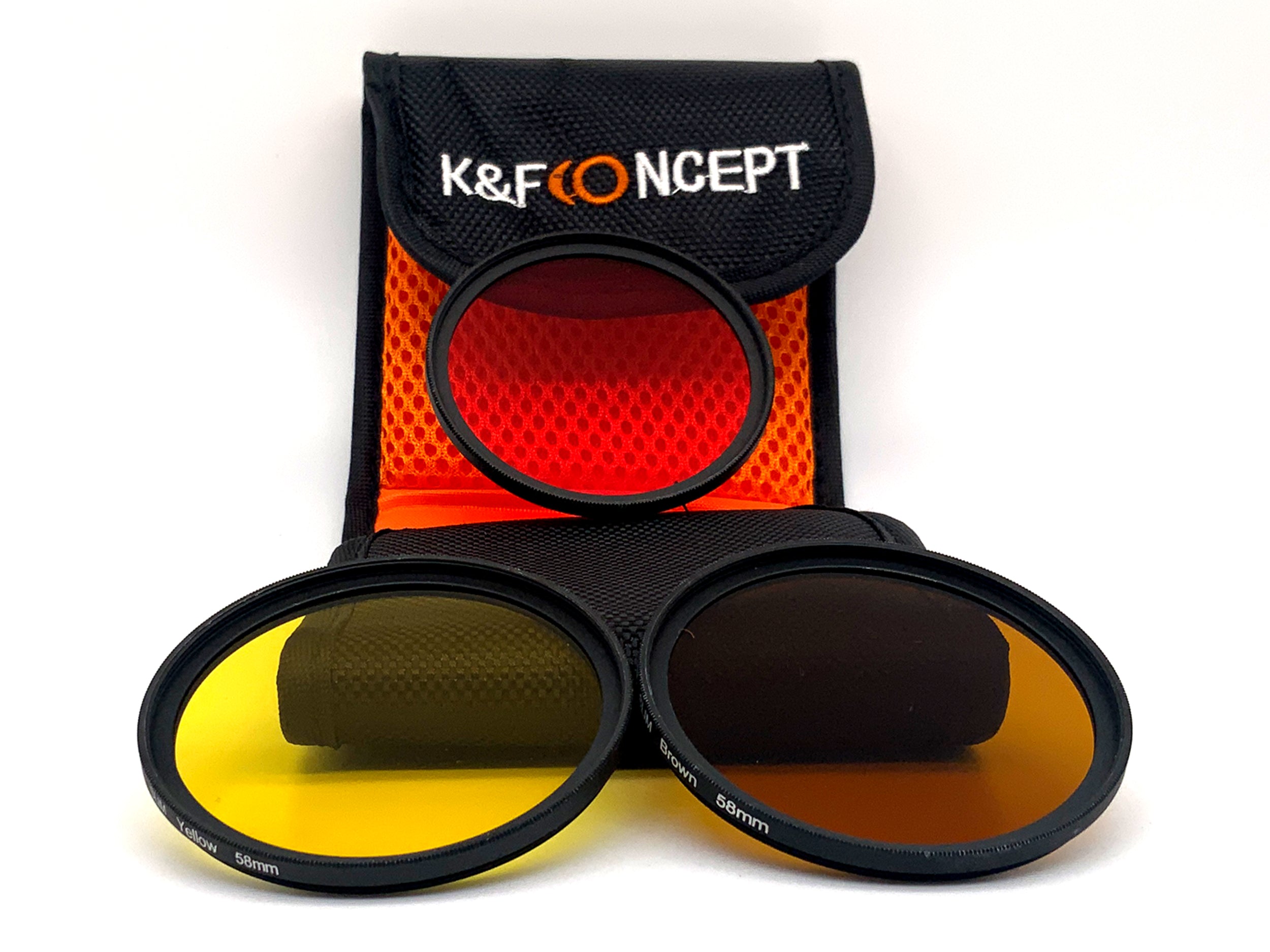 K&F Concept Farbfilter 3er Set Digital HD Slim Pink/Brown/Yellow + Case 58mm