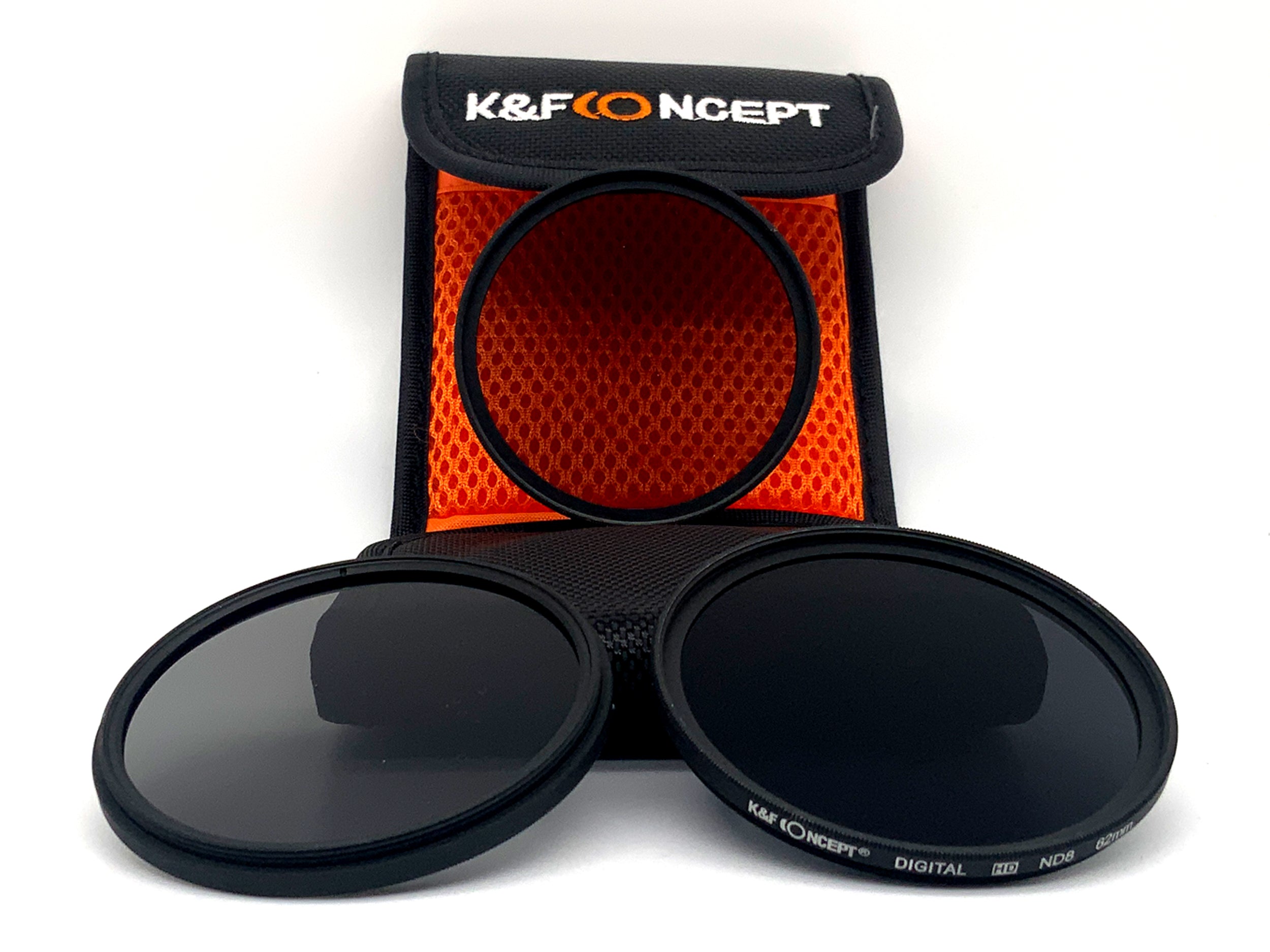K&F Concept Graufilter 3er Set Digital HD ND2/4/8 + Case Filter 62mm