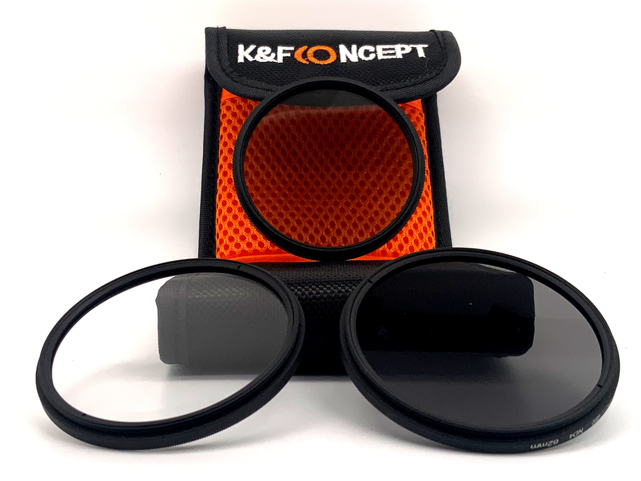 K&F Concept 3er Filterset Digital HD Slim UV/CPL/ND4 + Case Filter 62mm