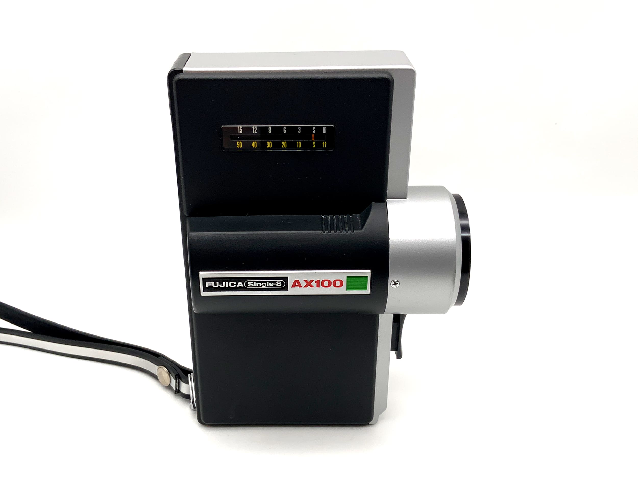 Fujica AX100 film camera with Fujinon 1.1/13 Single 8 narrow film movie camera