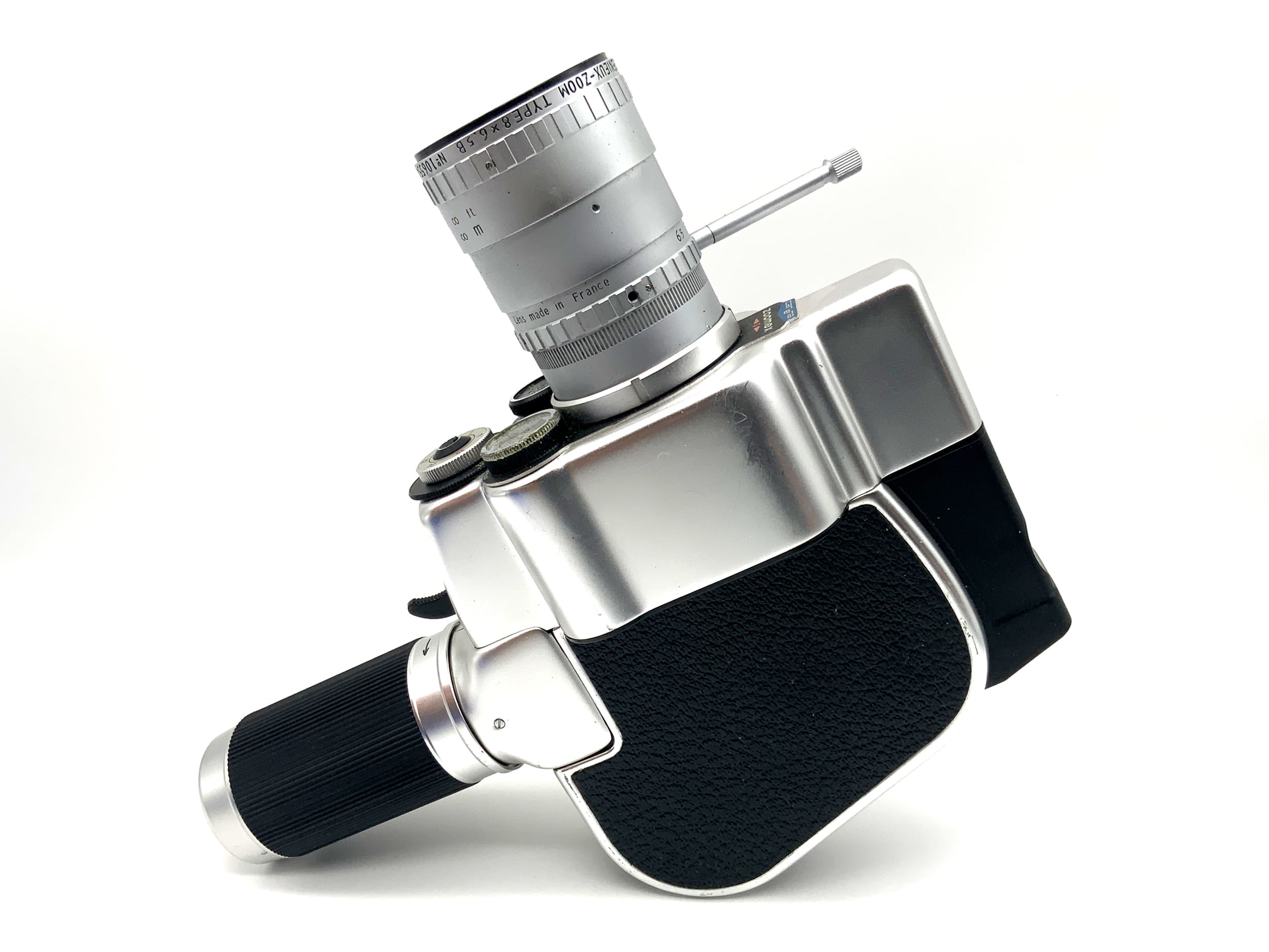 Carena Zoomex S film camera with Angenieux zoom 8x6.5B F:6.5-52mm double 8mm