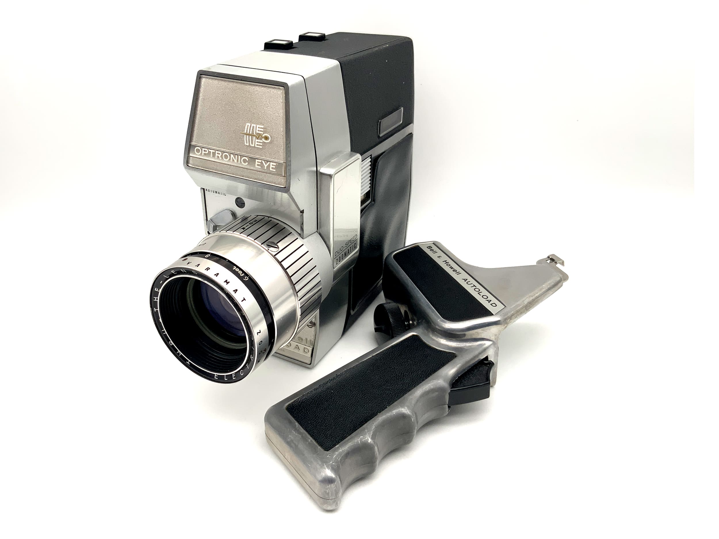 Appareil photo argentique Bell &amp; Howell Optronic Eye Varamat f/1.8 à chargement automatique + poignée double 8 mm