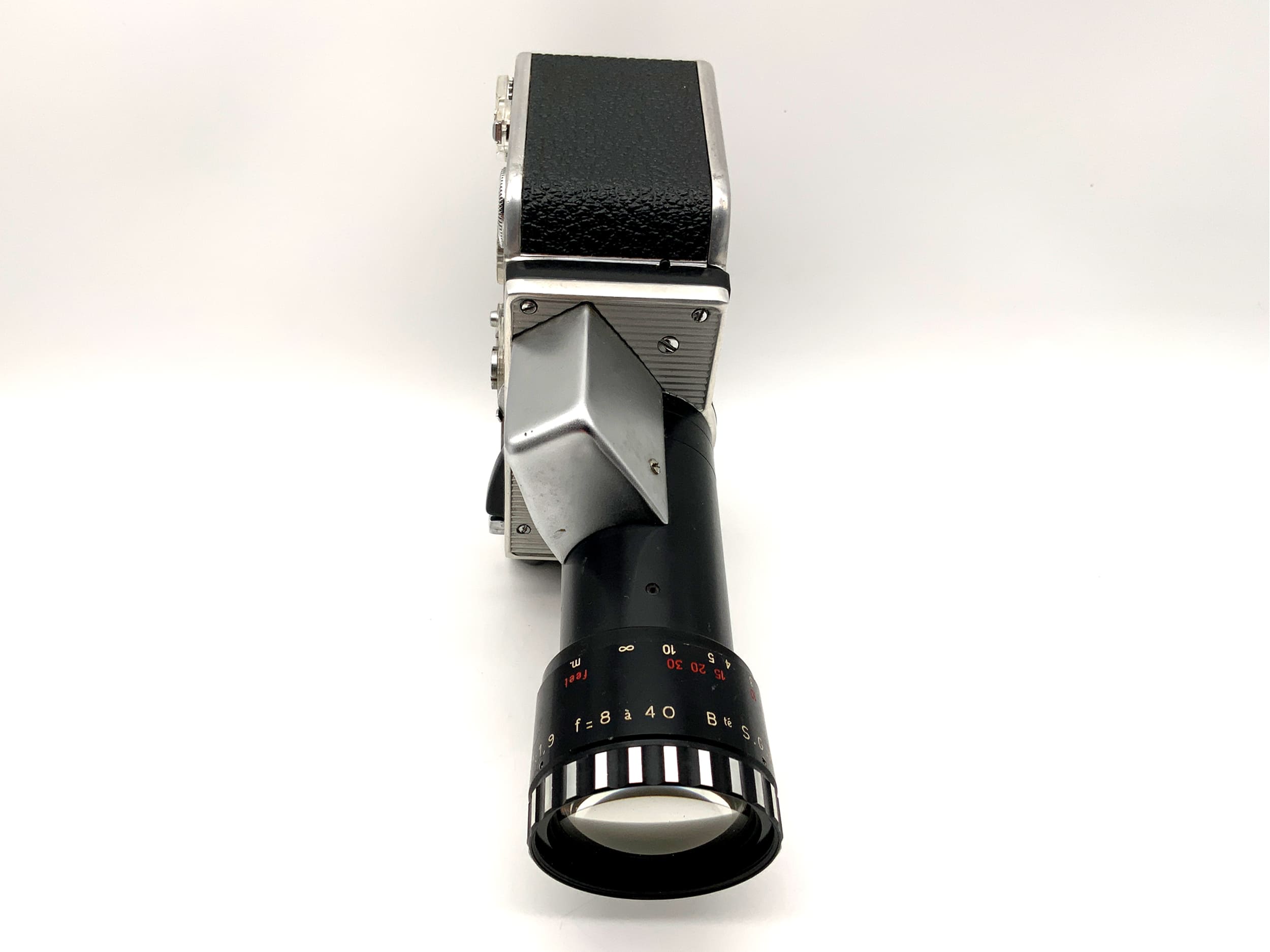 Bolex Paillard P1 Zoom reflex film camera with Berthiot 1:1.9 f=8-40mm double 8mm lens