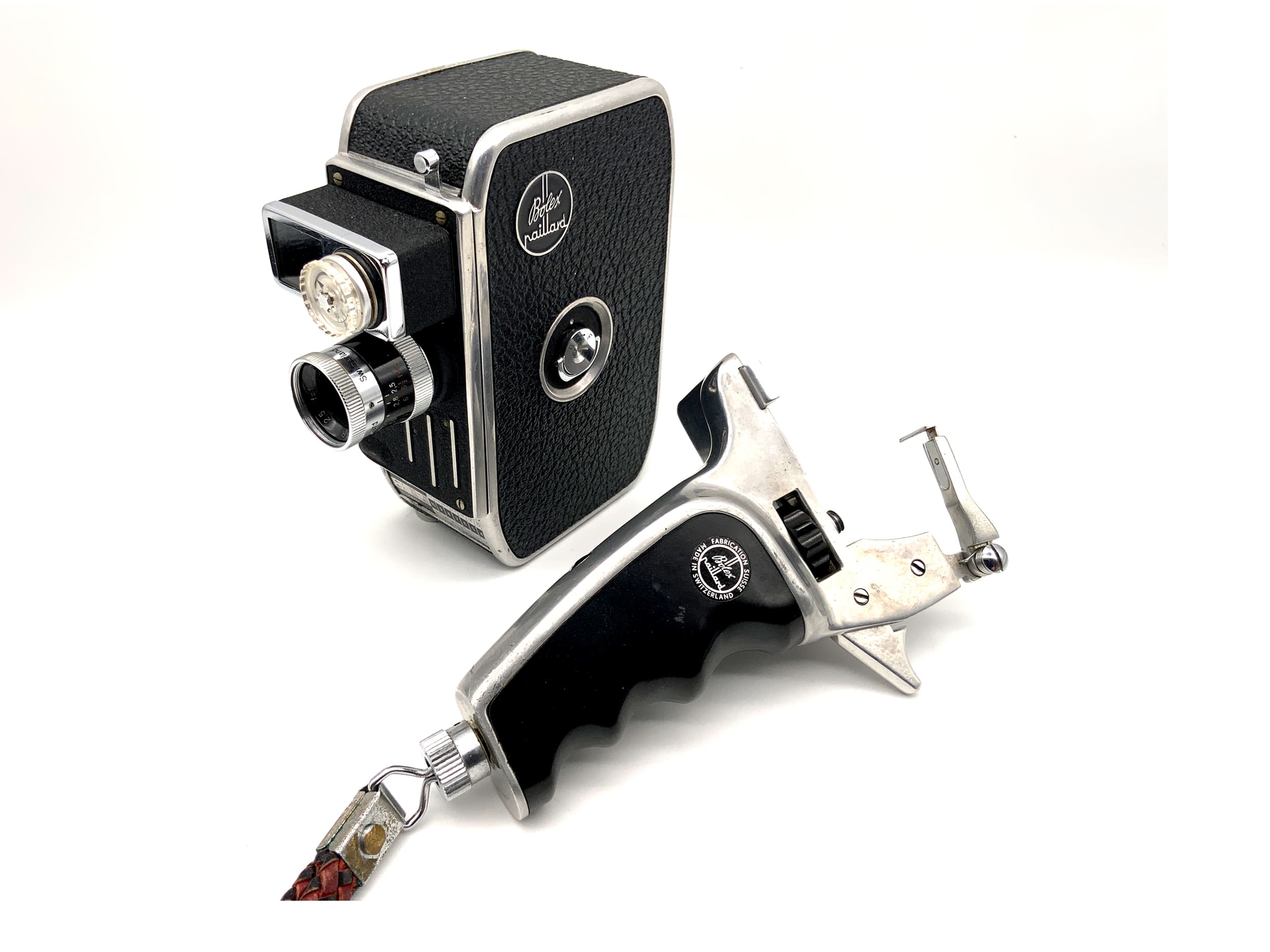 Caméra Bolex Paillard C8SL avec objectif Yvar 1:2.5 f=12.5mm AR et poignée, double 8 mm
