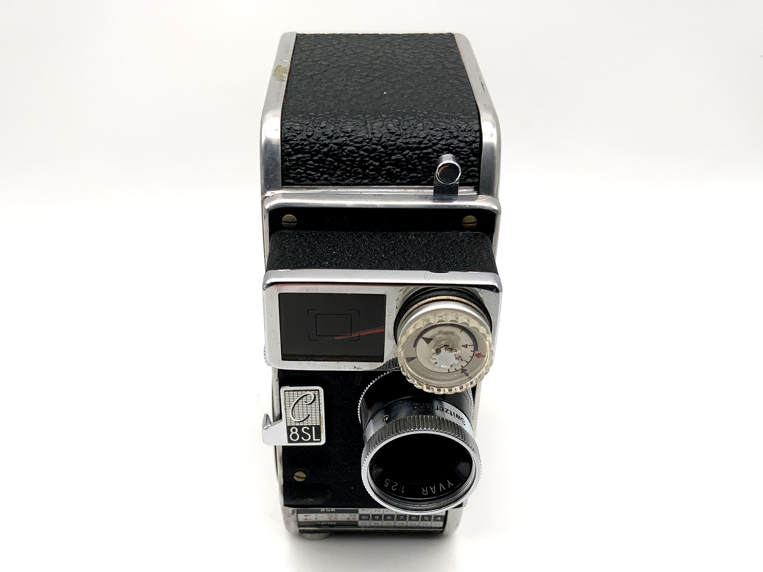 Caméra Bolex Paillard C8SL avec objectif Yvar 1:2.5 f=12.5mm AR et poignée, double 8 mm
