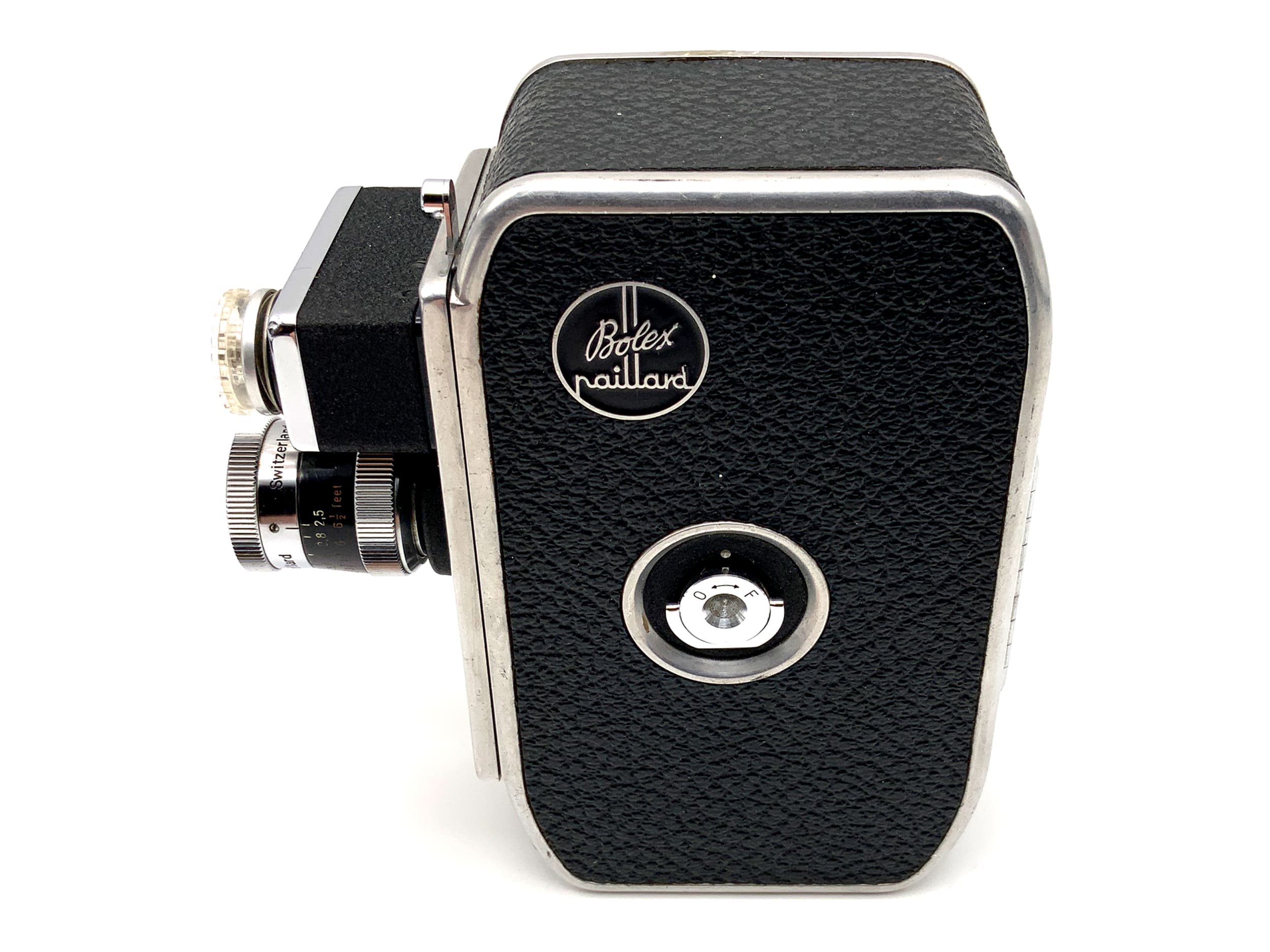 Caméra Bolex Paillard C8SL avec objectif Yvar 1:2.5 f=12.5mm AR et poignée, double 8 mm