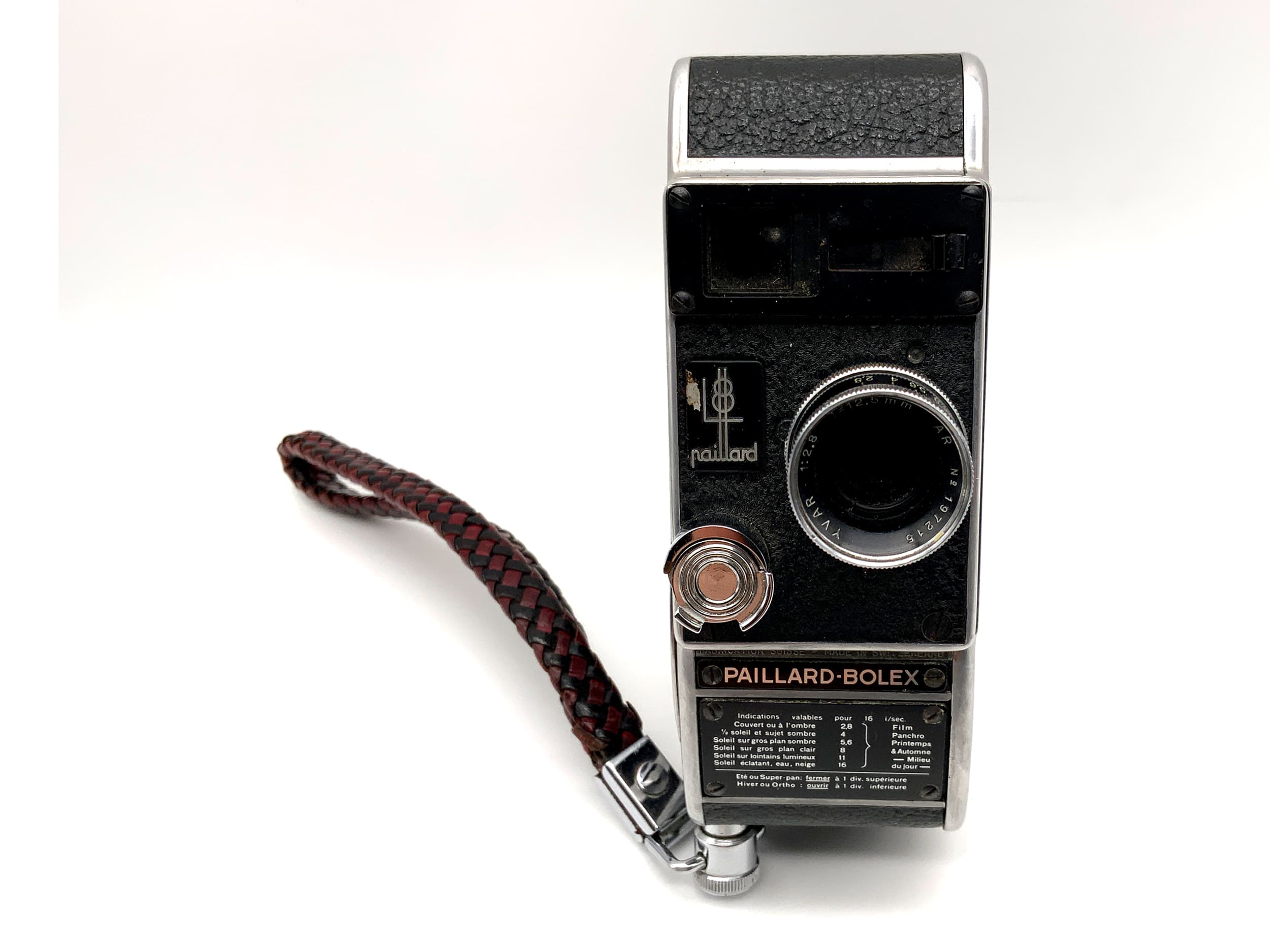 Appareil photo argentique Bolex Paillard L8 avec film Yvar 1:2,8 f=12,5 mm double 8 mm
