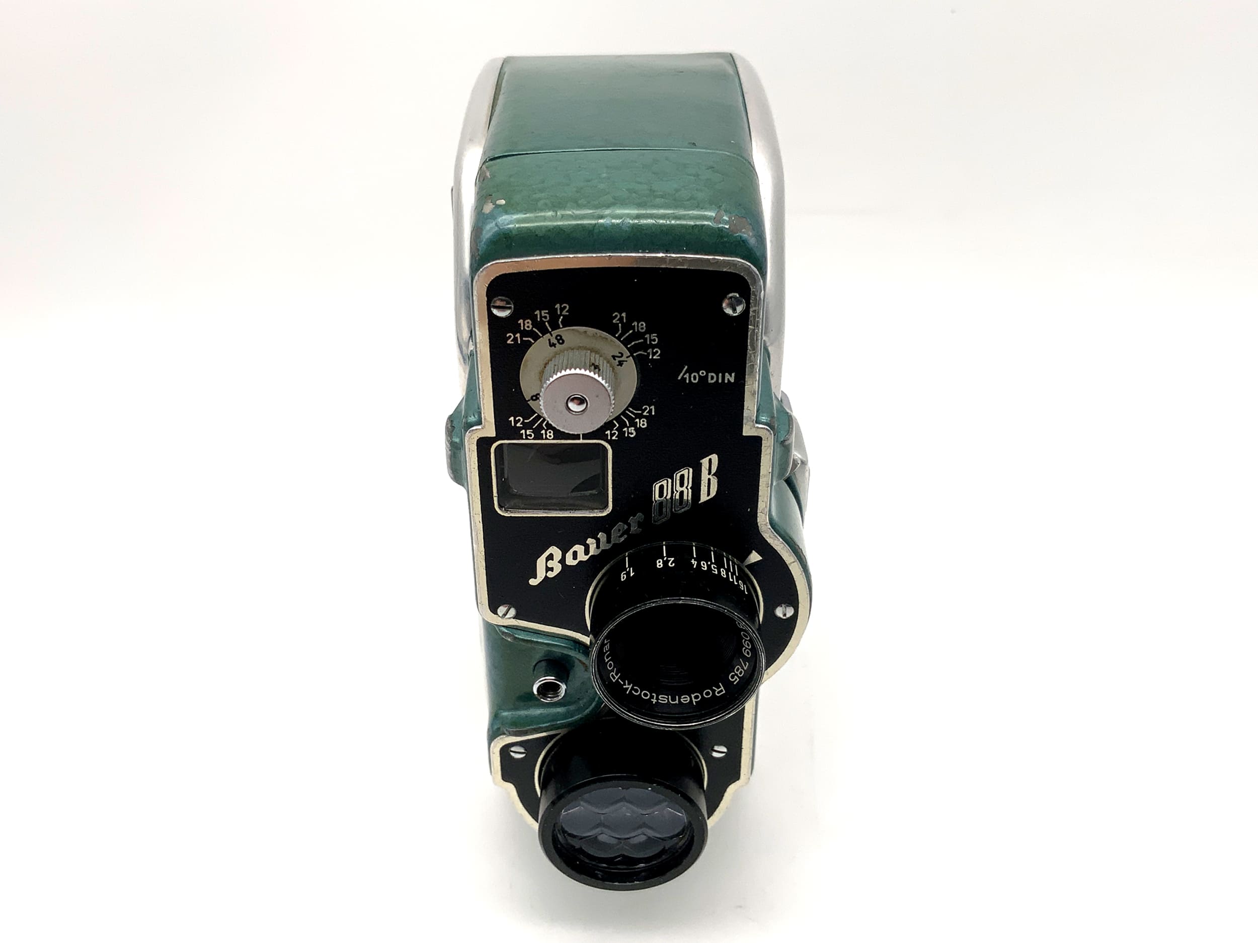 Caméra argentique Bauer 88B avec objectif Ronar 1:1.9 f=12,5 mm rouge. Film double 8 mm étroit.