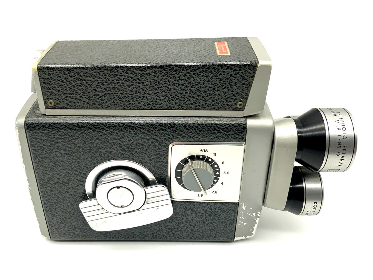 Kodak Scopemeter film camera with Ektanar f/1.9 telephoto lens, wide angle dual 8mm