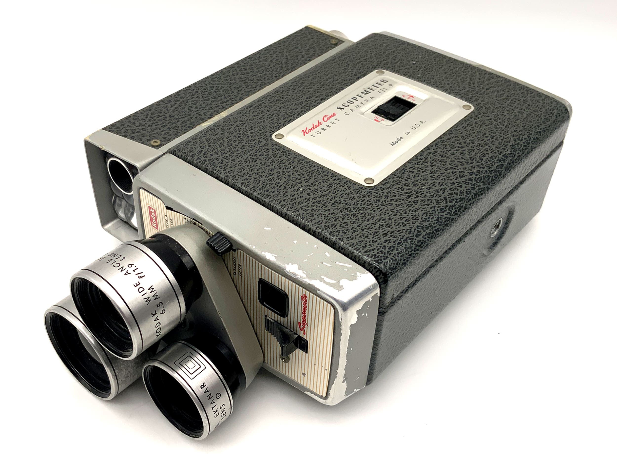 Appareil photo argentique Kodak Scopemeter avec téléobjectif Ektanar f/1.9, double objectif grand angle 8 mm