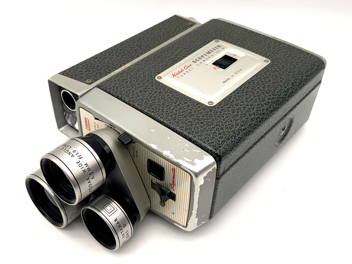 Kodak Scopemeter film camera with Ektanar f/1.9 telephoto lens, wide angle dual 8mm